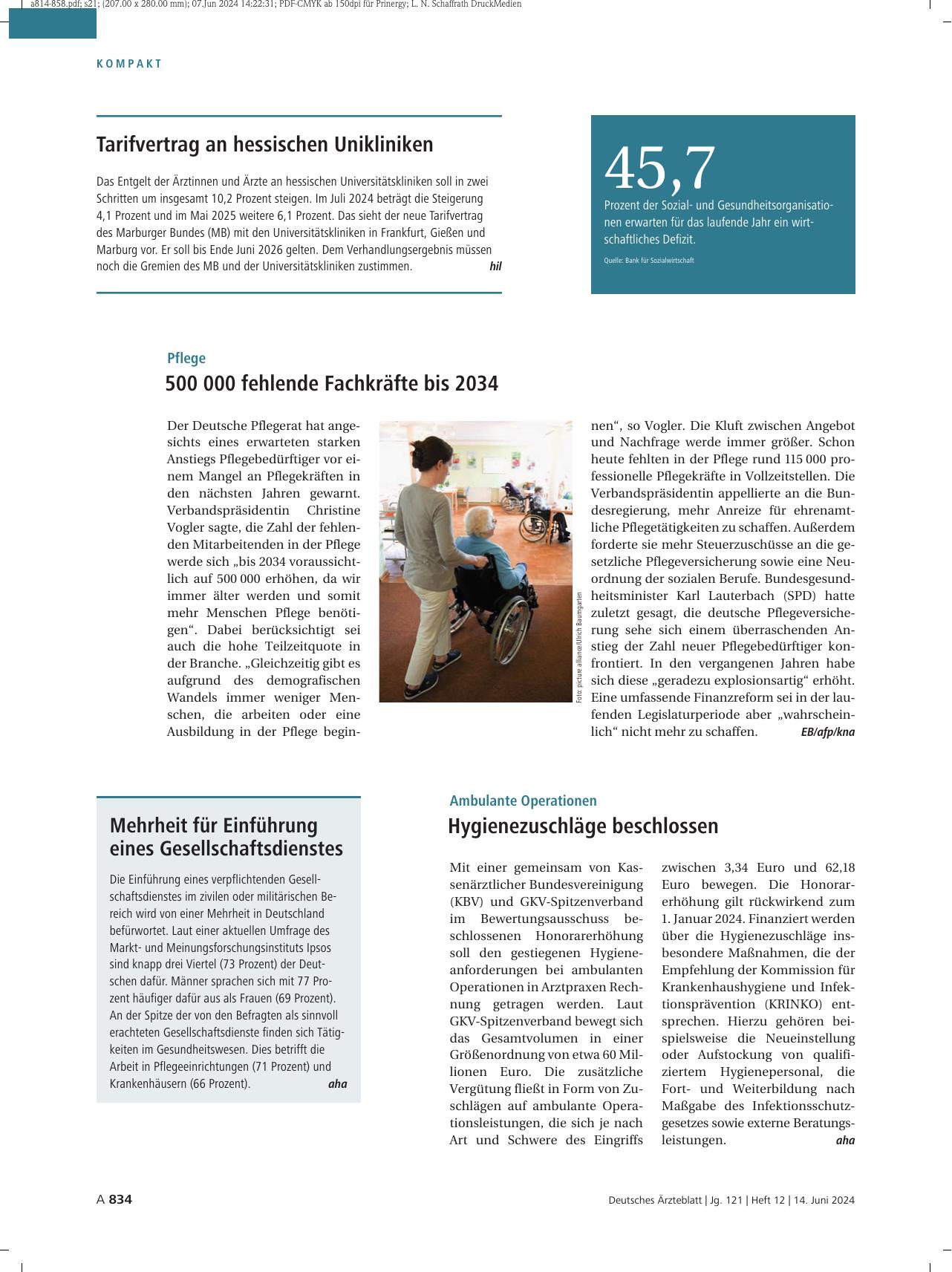 Vorschauseite 1: Pflege: 500. 000 fehlende Fachkräfte bis 2034