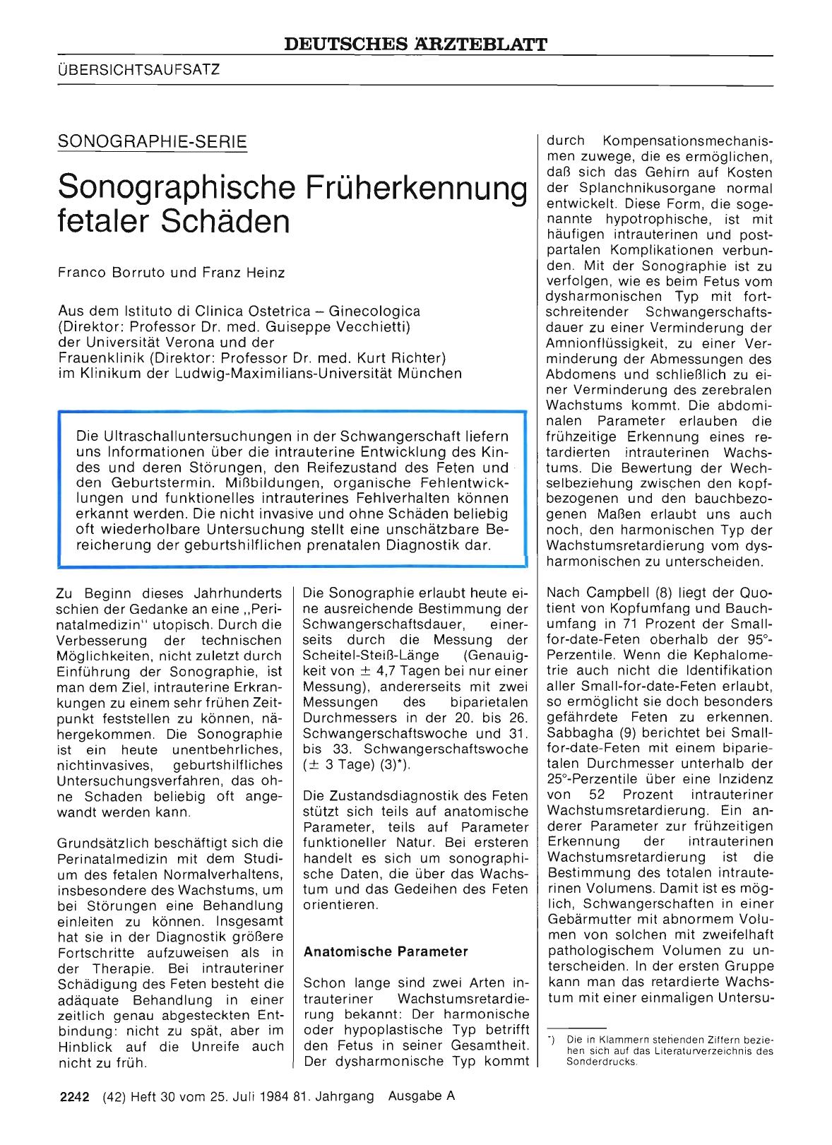 Vorschauseite 1: Sonographische Früherkennung fetaler Schäden