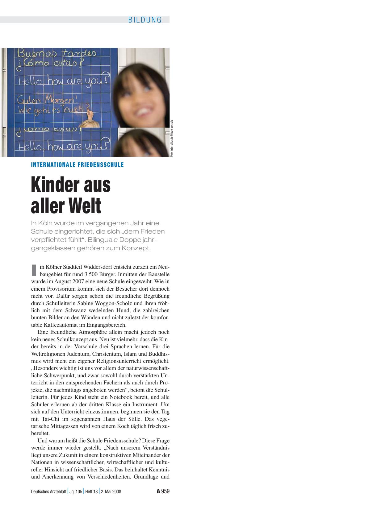 Vorschauseite 1: Internationale Friedensschule: Kinder aus aller Welt