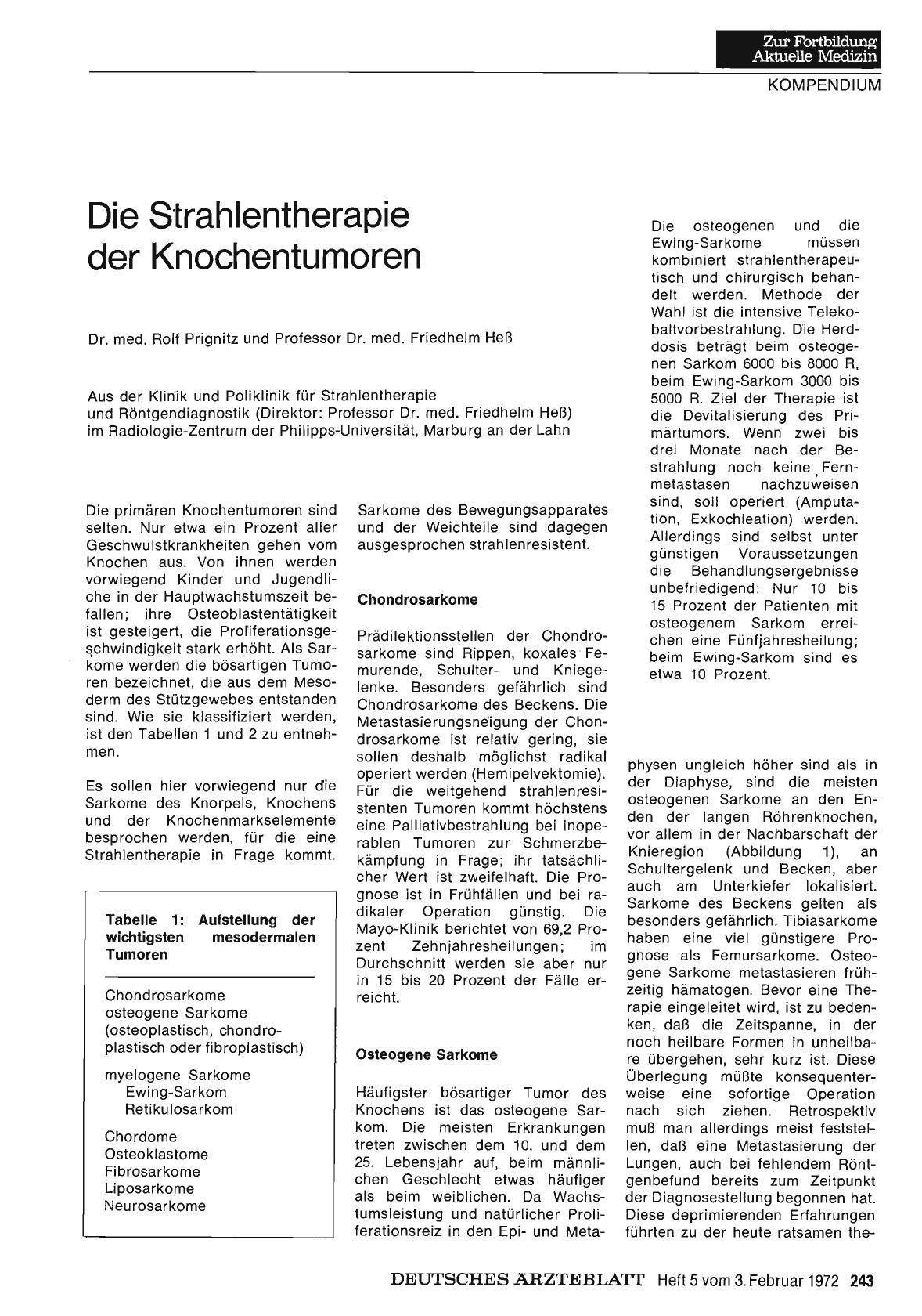 Vorschauseite 1: Die Strahlentherapie der Knochentumoren