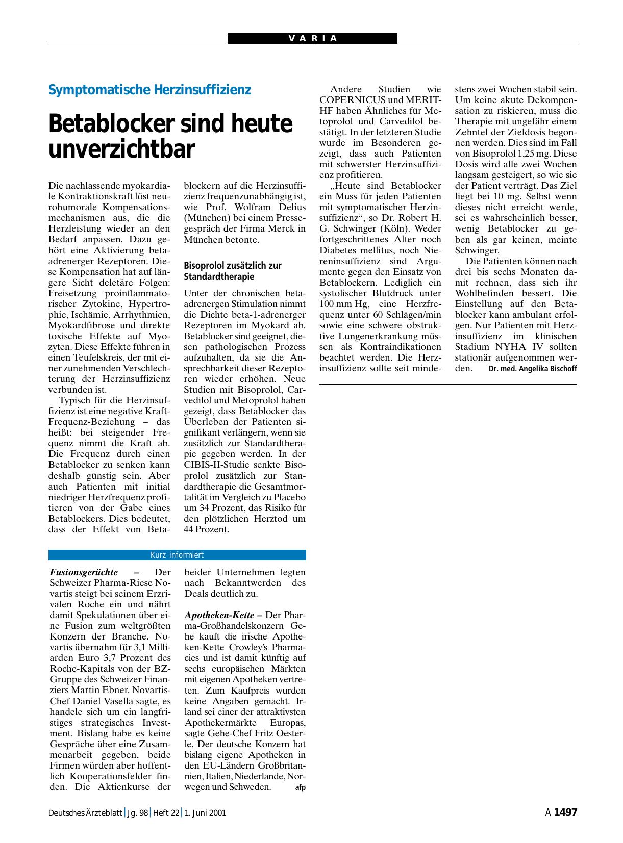 Vorschauseite 1: Kurz informiert: Fusionsgerüchte