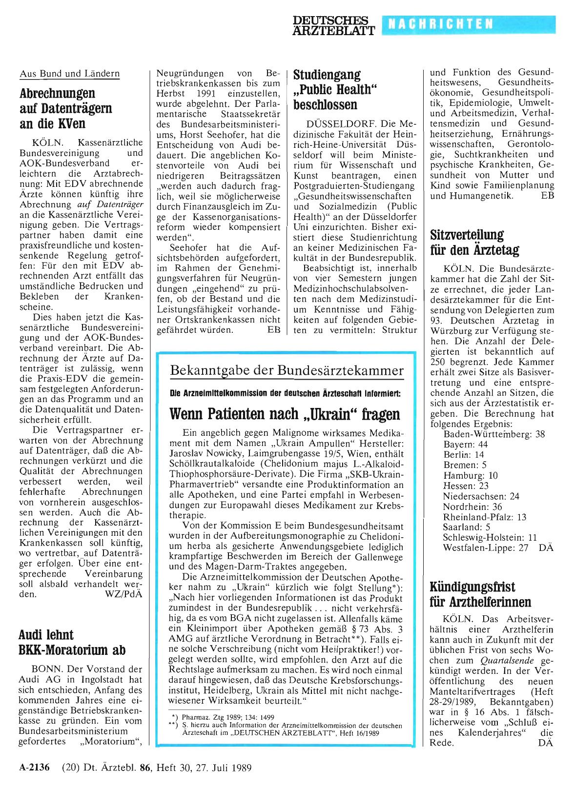 Vorschauseite 1: Audi lehnt BKK-Moratorium ab