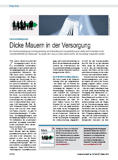 Vorschauseite 1: Sachverständigenrat: Dicke Mauern in der Versorgung