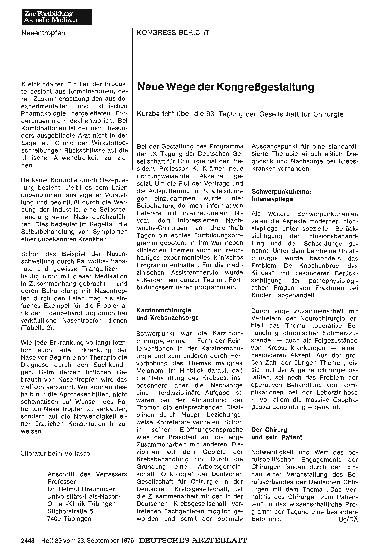 Vorschauseite 1: Neue Wege der Kongreßgestaltung: Kurzbericht über die 93. Tagung der Gesellschaft für Chirurgie