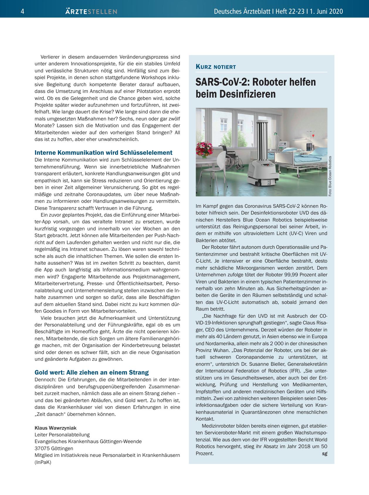 Vorschauseite 1: SARS-CoV-2: Roboter helfen beim Desinfizieren