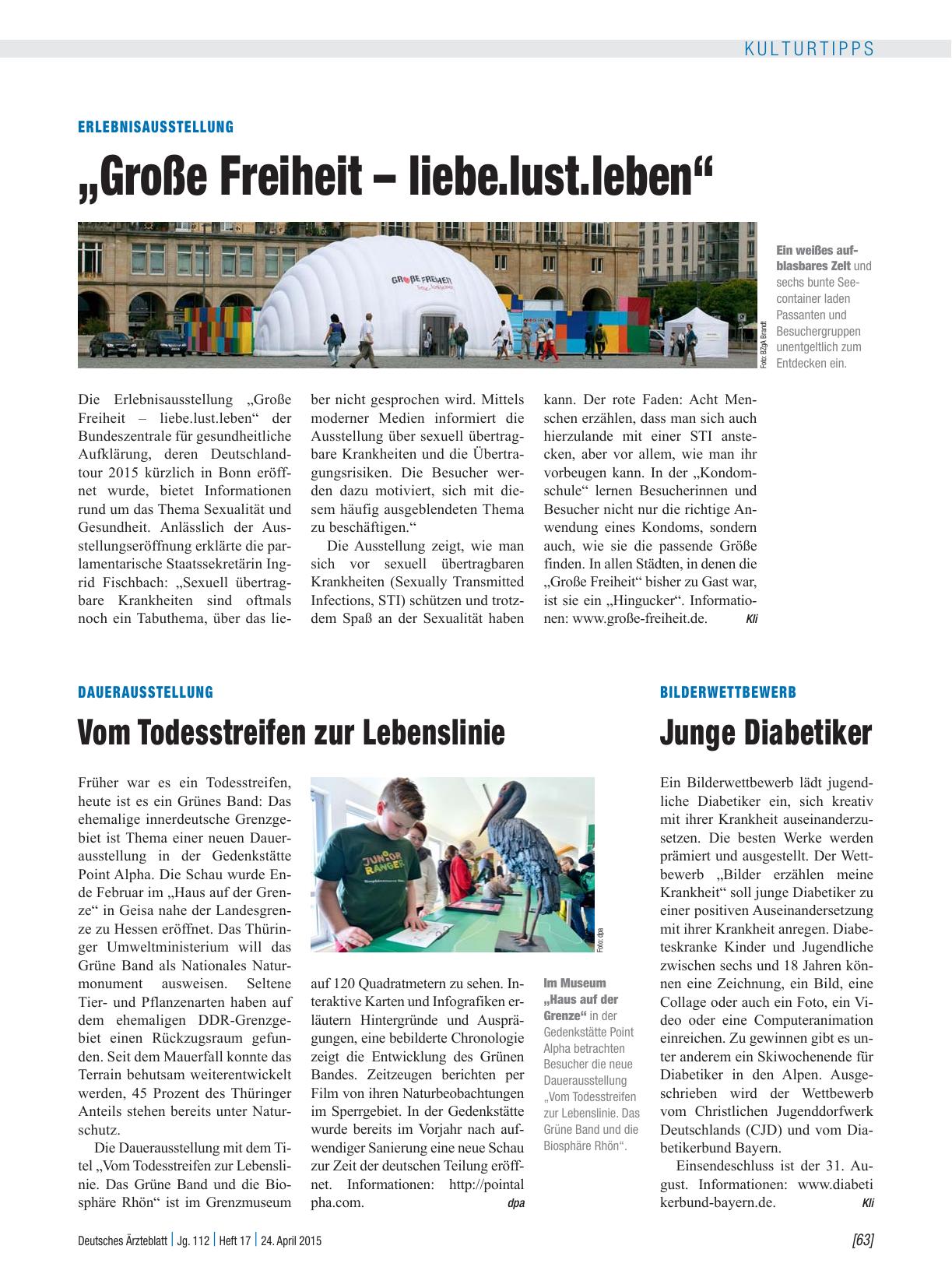 Vorschauseite 1: Erlebnisausstellung: „Große Freiheit – liebe. lust. leben“