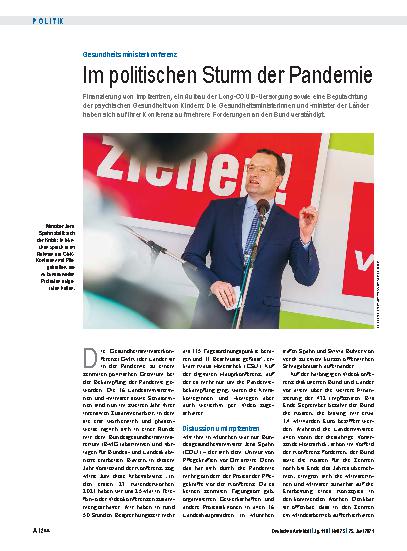 Vorschauseite 1: Gesundheitsministerkonferenz: Im politischen Sturm der Pandemie