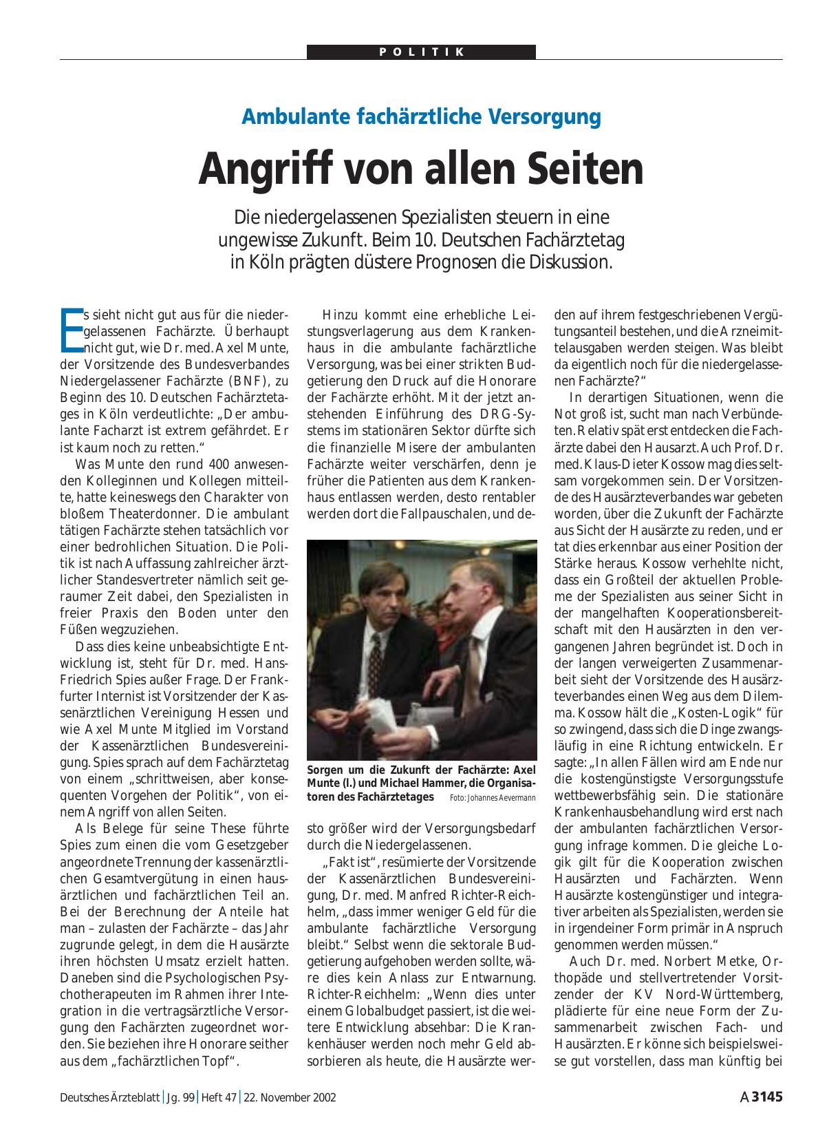 Vorschauseite 1: Ambulante fachärztliche Versorgung: Angriff von allen Seiten
