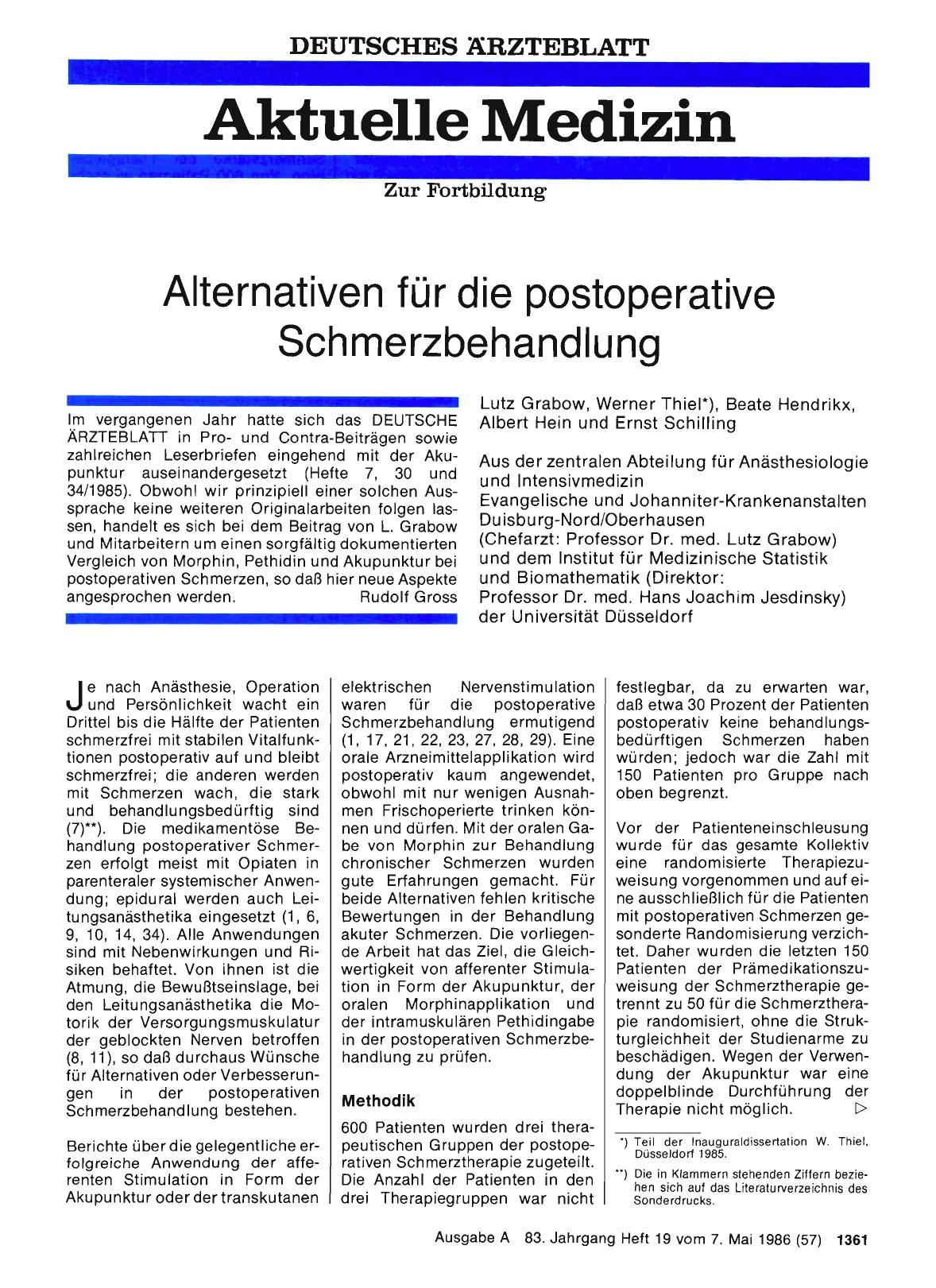 Vorschauseite 1: Alternativen für die postoperative Schmerzbehandlung