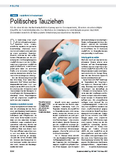 Vorschauseite 1: Impfpflicht in Deutschland: Politisches Tauziehen