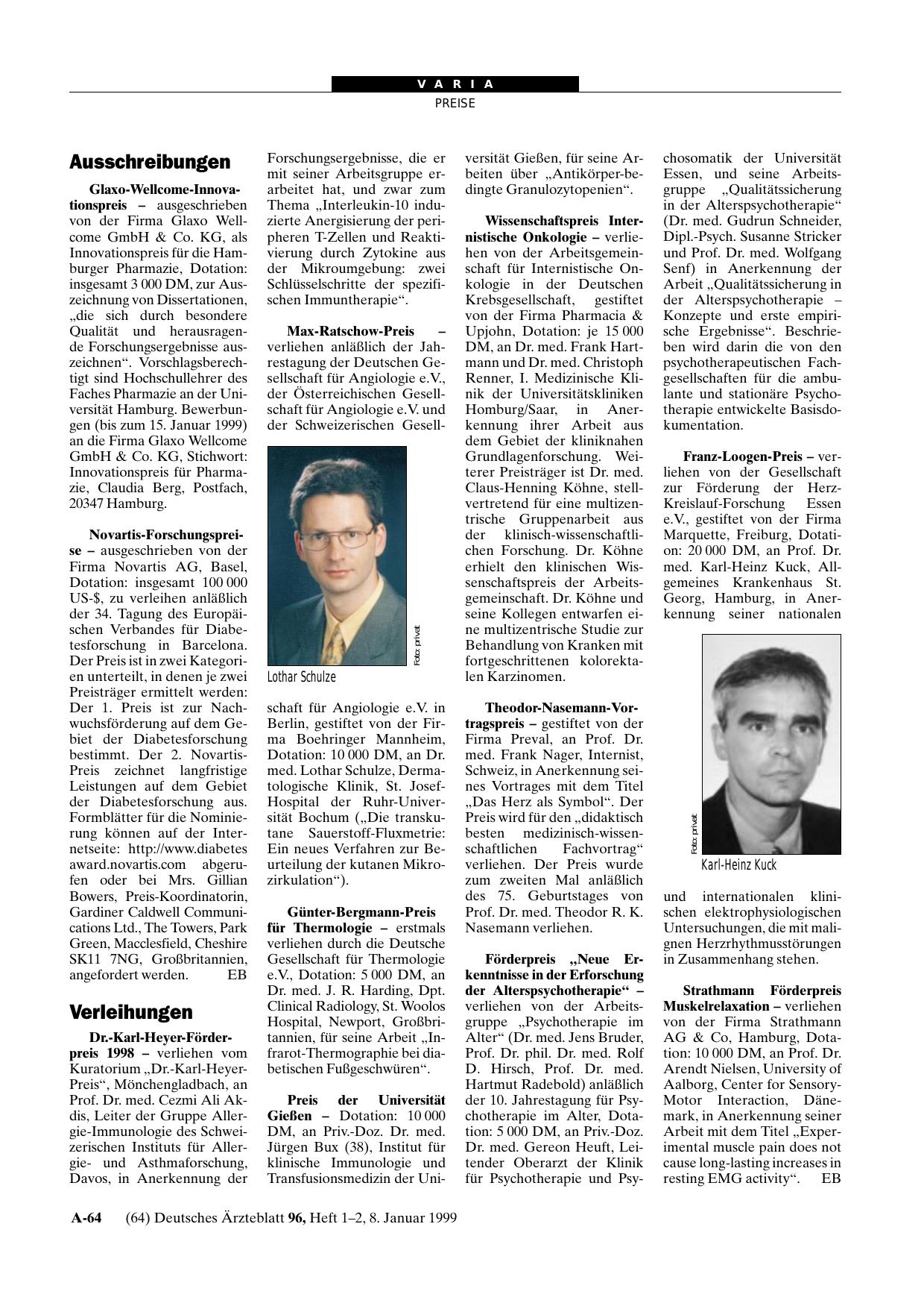 Vorschauseite 1: Verleihungen