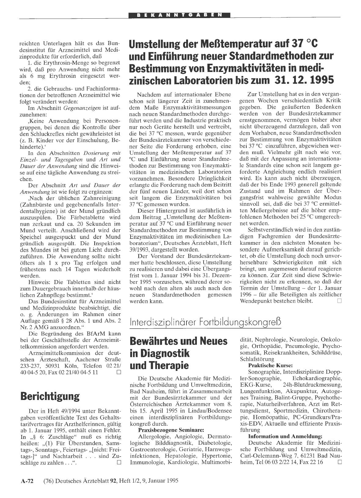 Vorschauseite 1: Interdisziplinärer Fortbildungskongreß: Bewährtes und Neues in Diagnostik und Therapie
