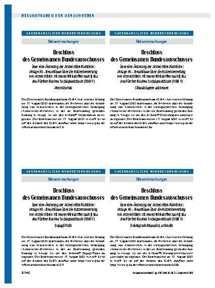 Vorschauseite 1: Beschluss des Gemeinsamen Bundesausschusses über eine Änderung der Arzneimittel-Richtlinie: Ciltacabtagene autoleucel