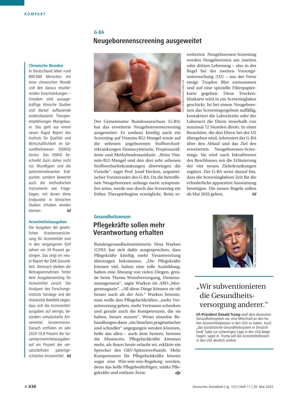 Vorschauseite 1: G-BA: Neugeborenenscreening ausgeweitet