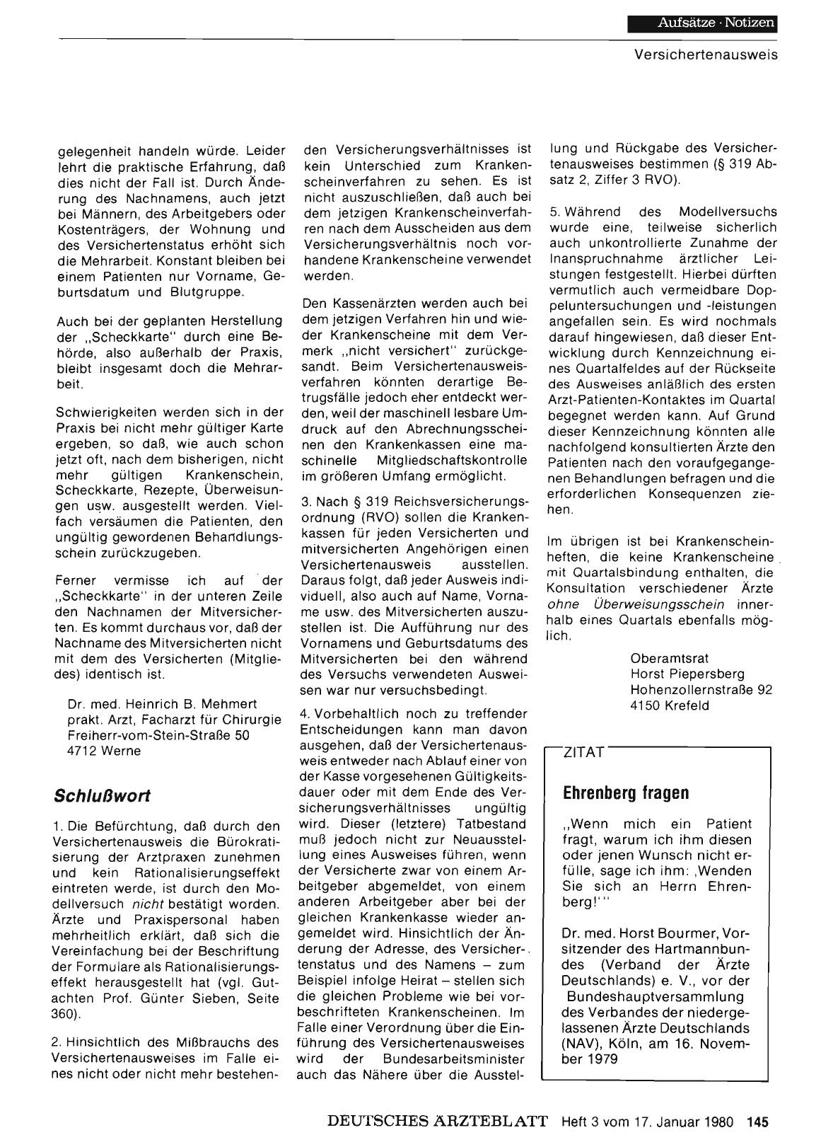 Vorschauseite 1: Das Schicksal des Versichertenausweises ist noch ungewiß: Schlußwort