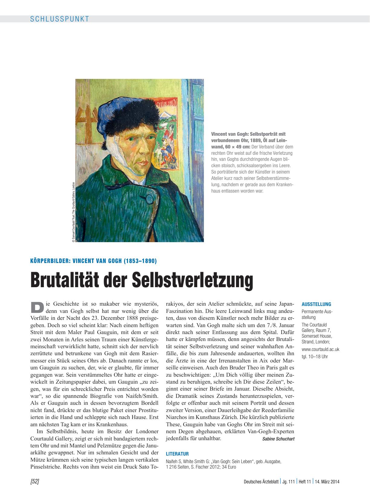 Vorschauseite 1: Körperbilder – Vincent van Gogh (1853 – 1890): Brutalität der Selbstverletzung