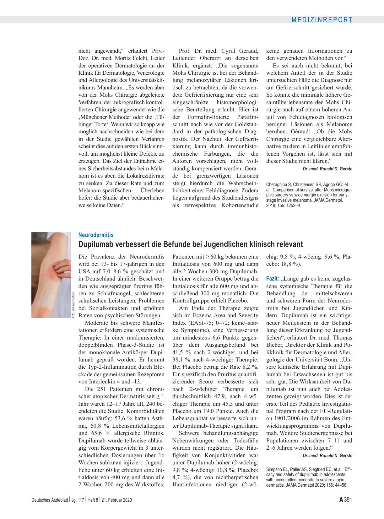 Vorschauseite 1: Neurodermitis: Dupilumab verbessert die Befunde bei Jugendlichen klinisch relevant
