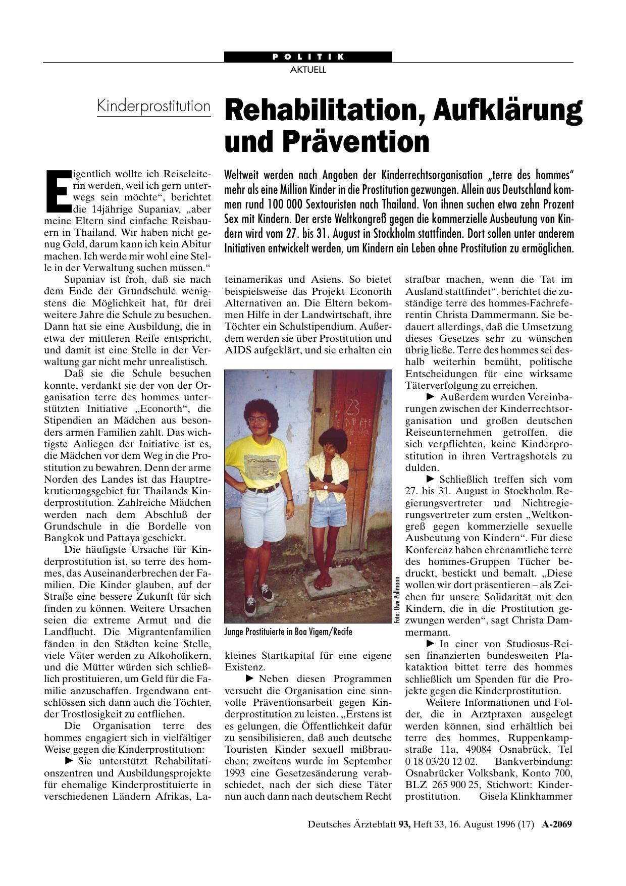Vorschauseite 1: Kinderprostitution: Rehabilitation, Aufklärung und Prävention