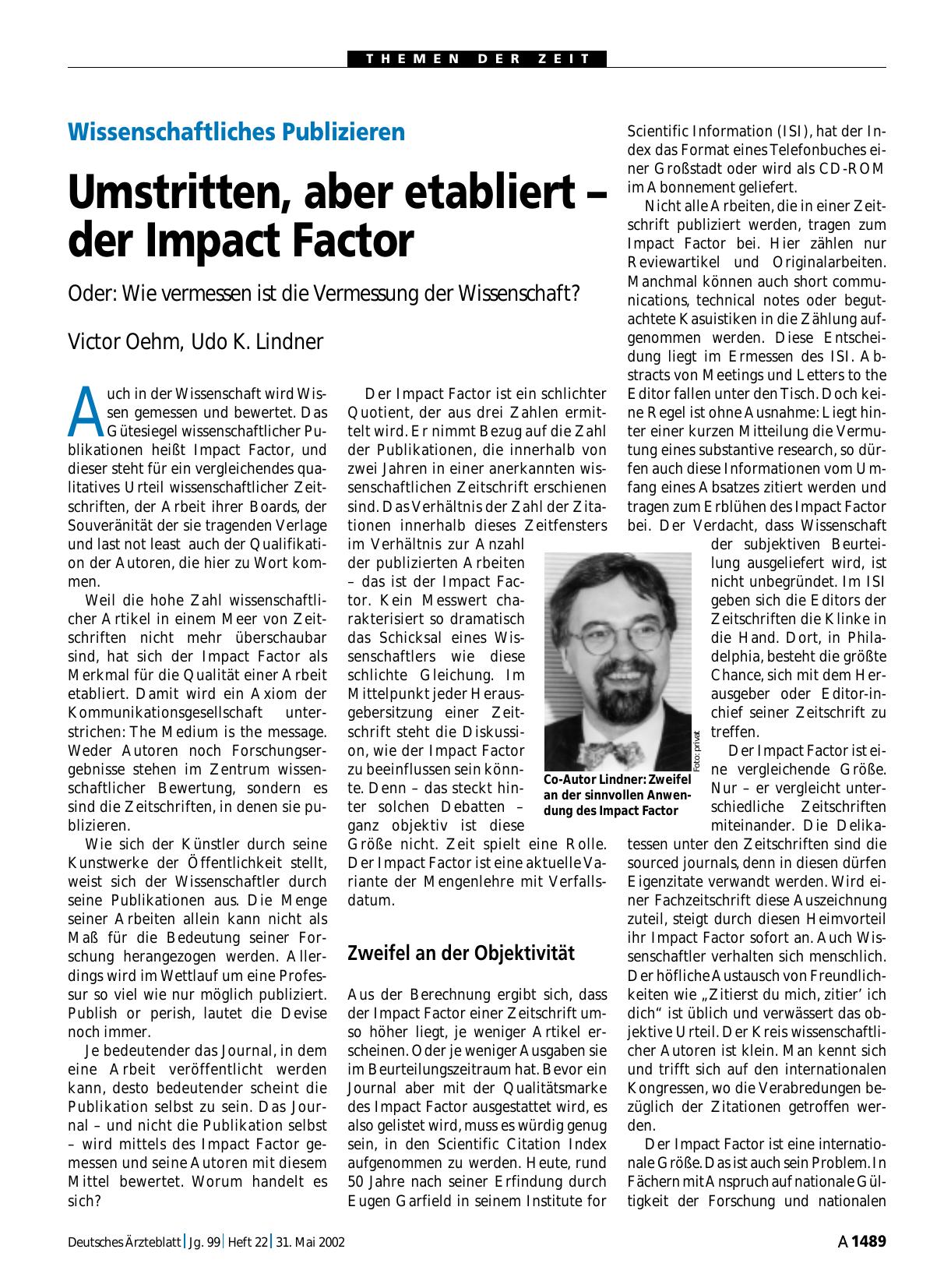 Vorschauseite 1: Wissenschaftliches Publizieren: Umstritten, aber etabliert – der Impact Factor