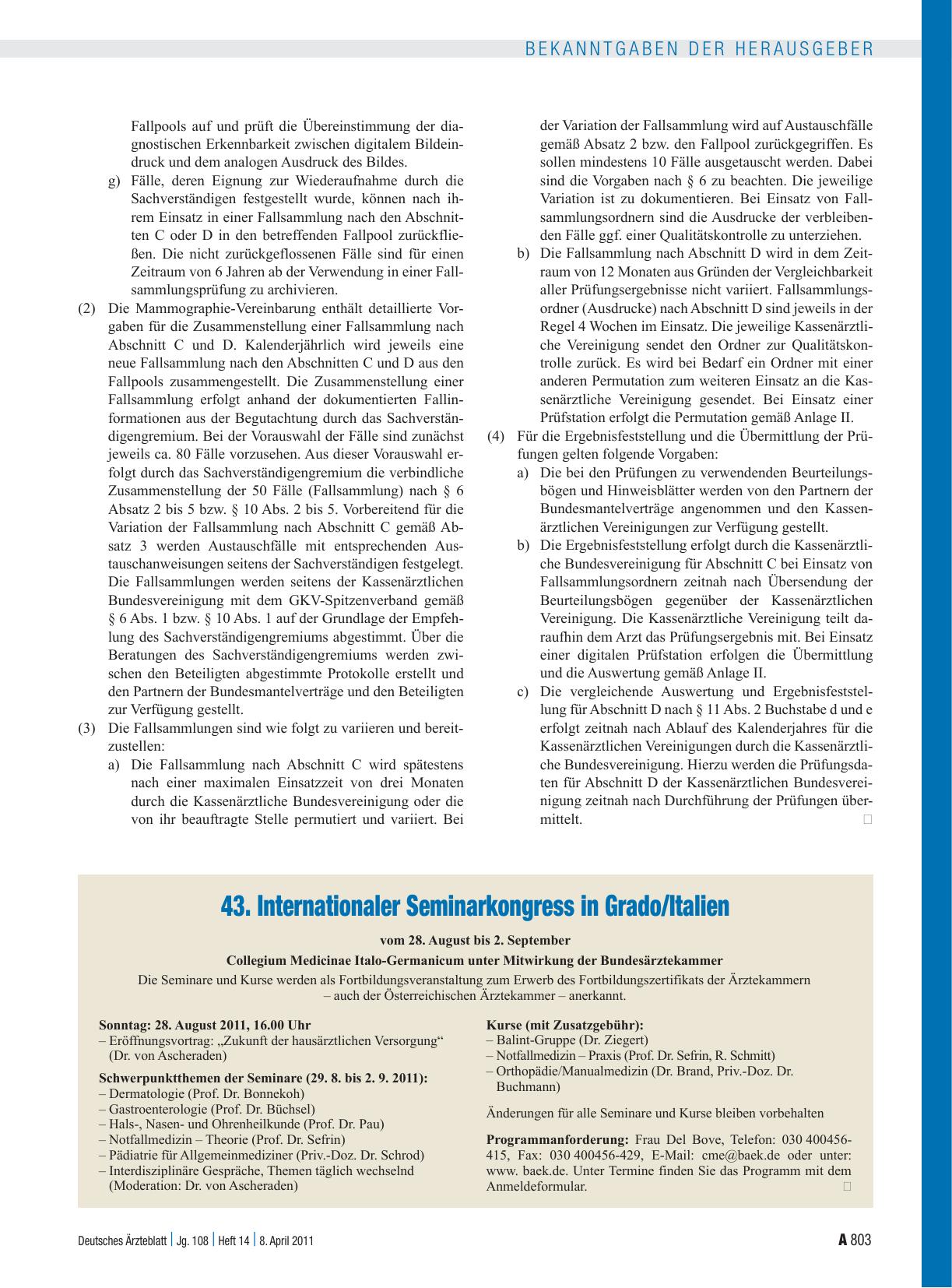 Vorschauseite 1: 43. Internationaler Seminarkongress in Grado/Italien