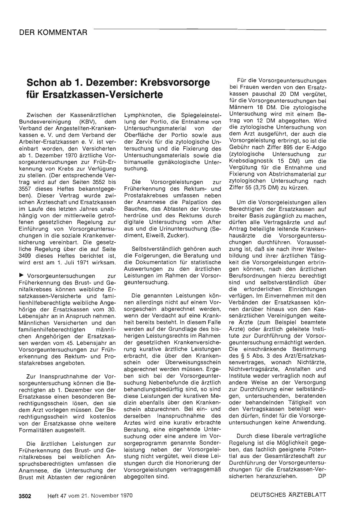 Vorschauseite 1: Schon ab 1. Dezember: Krebsvorsorge für Ersatzkassen-Versicherte