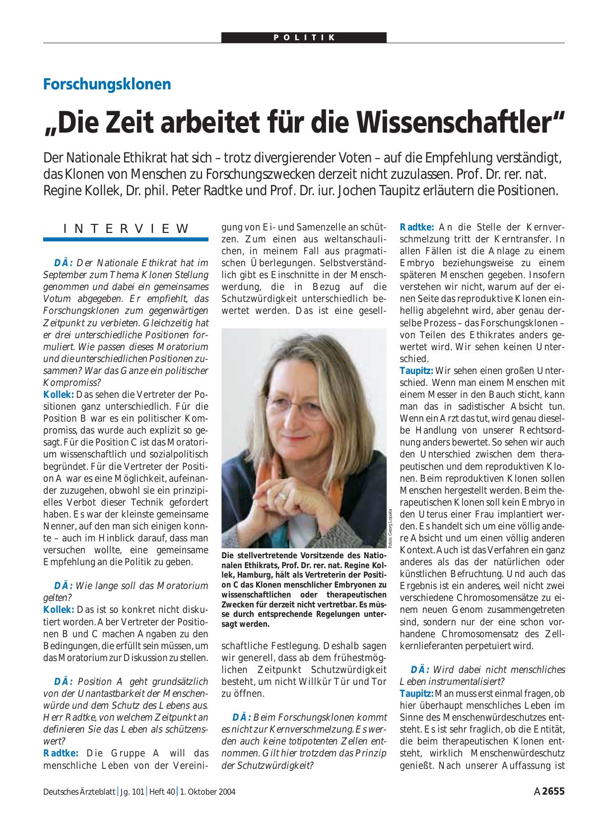 Vorschauseite 1: Forschungsklonen: „Die Zeit arbeitet für die Wissenschaftler“