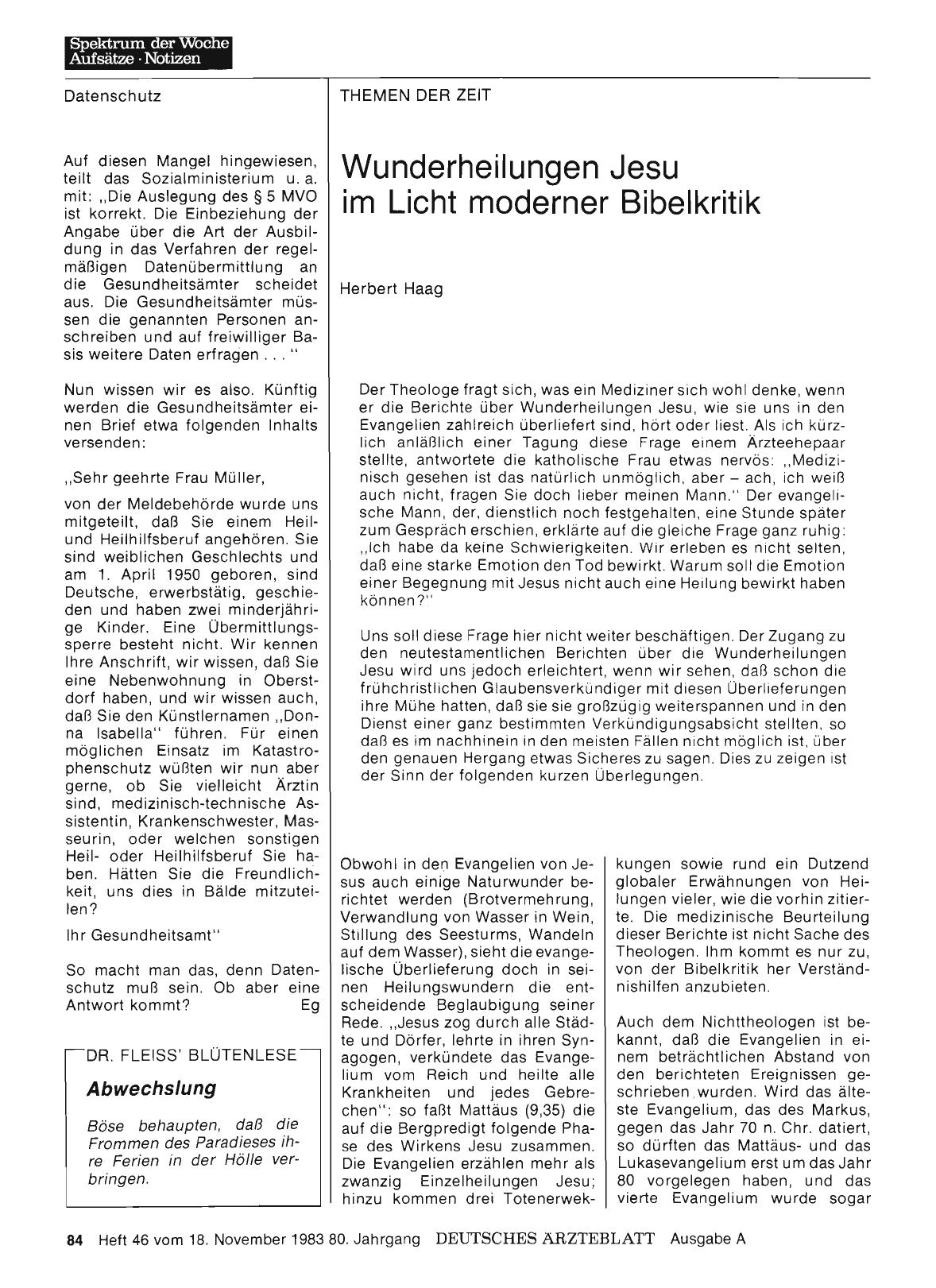 Vorschauseite 1: Wunderheilungen Jesu im Licht moderner Bibelkritik