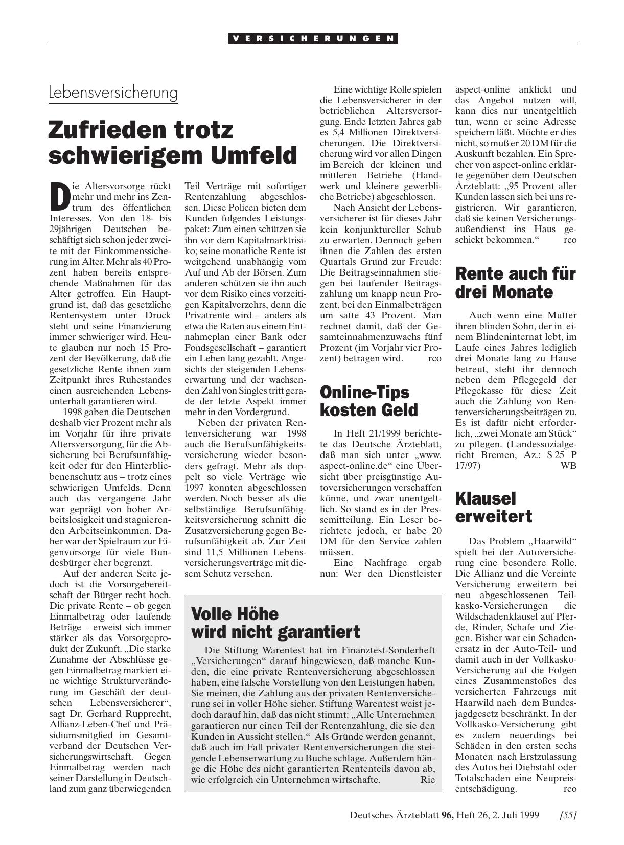 Vorschauseite 1: Rente auch für drei Monate