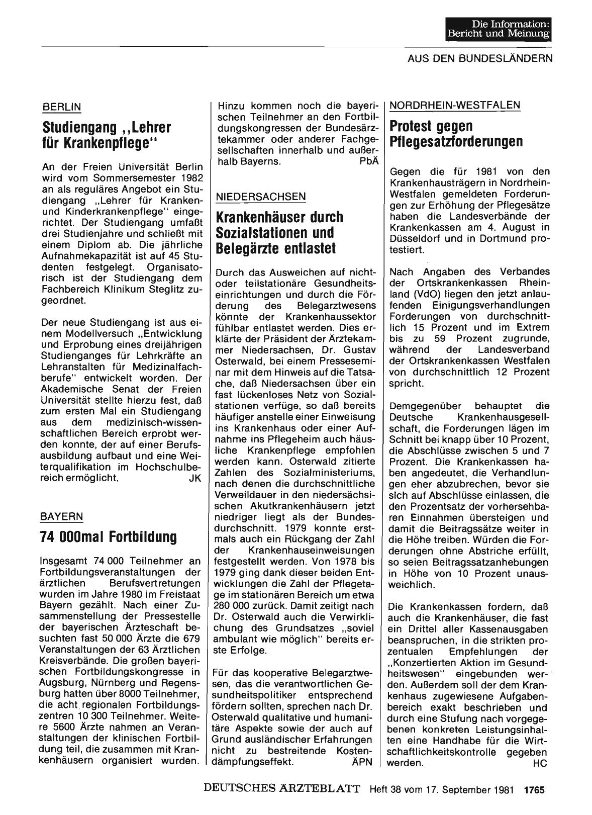 Vorschauseite 1: NORDRHEIN-WESTFALEN: Protest gegen Pflegesatzforderungen