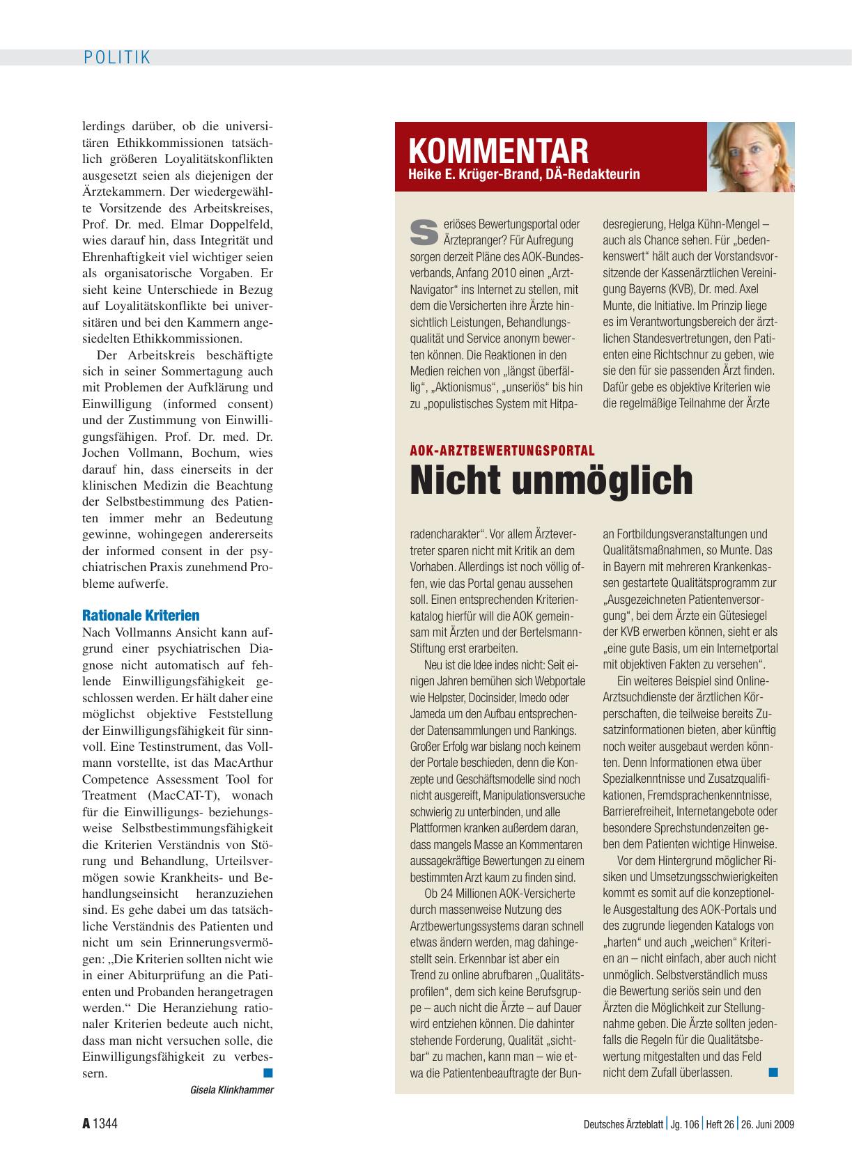 Vorschauseite 1: AOK-Arztbewertungsportal: Nicht unmöglich