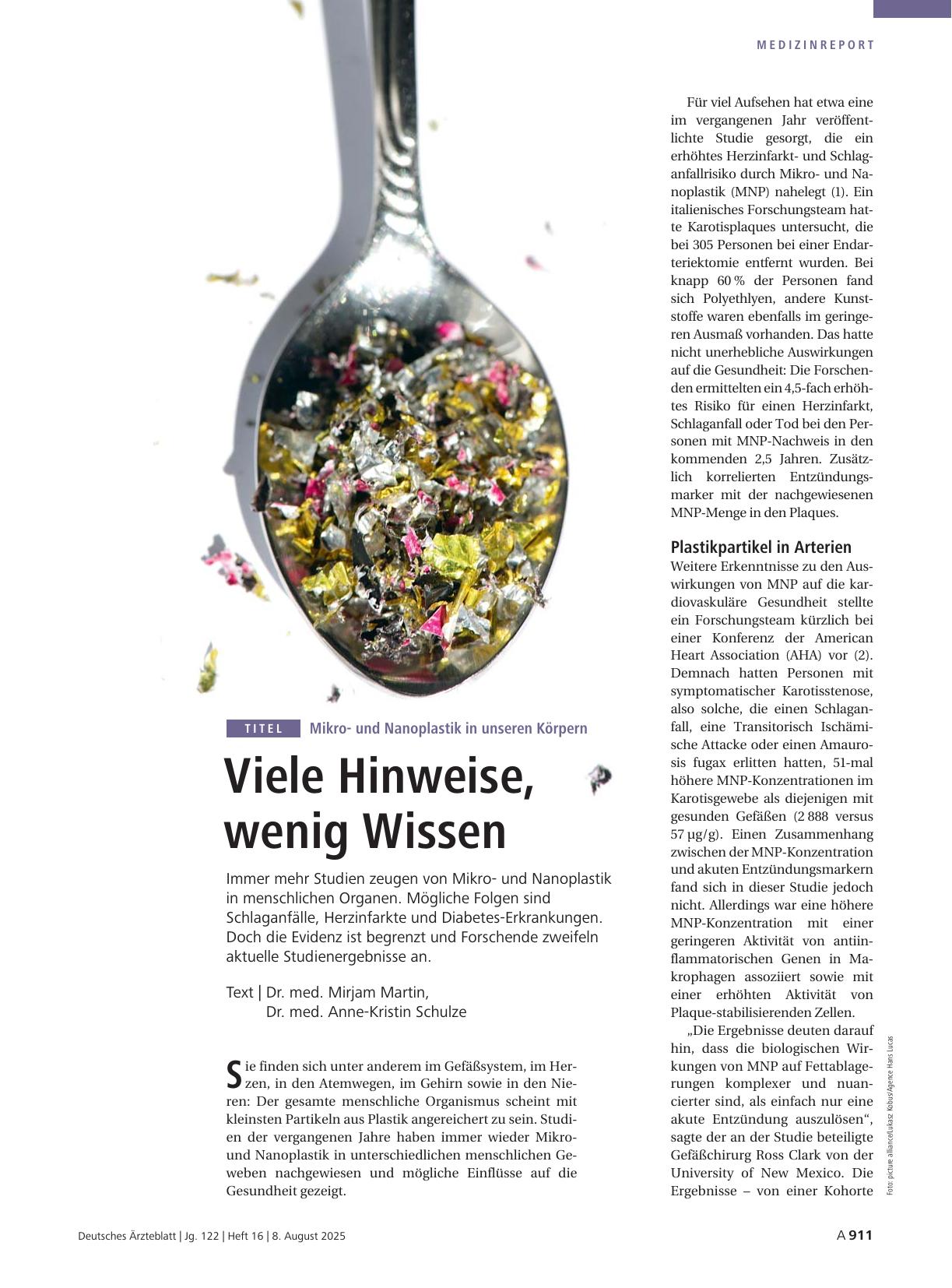 Vorschauseite 1: Mikround Nanoplastik in unseren Körpern: Viele Hinweise, wenig Wissen