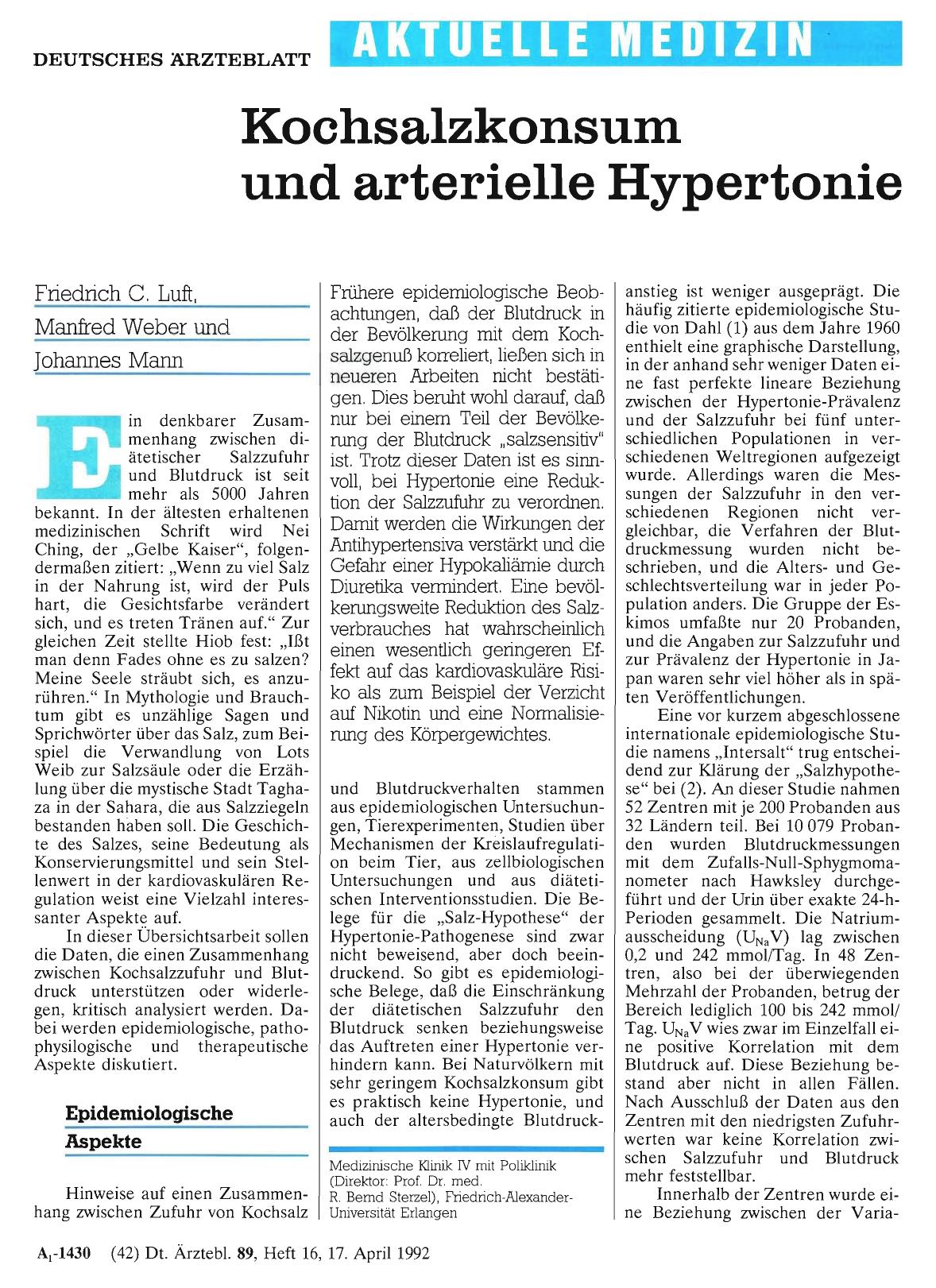 Vorschauseite 1: Kochsalzkonsum und arterielle Hypertonie