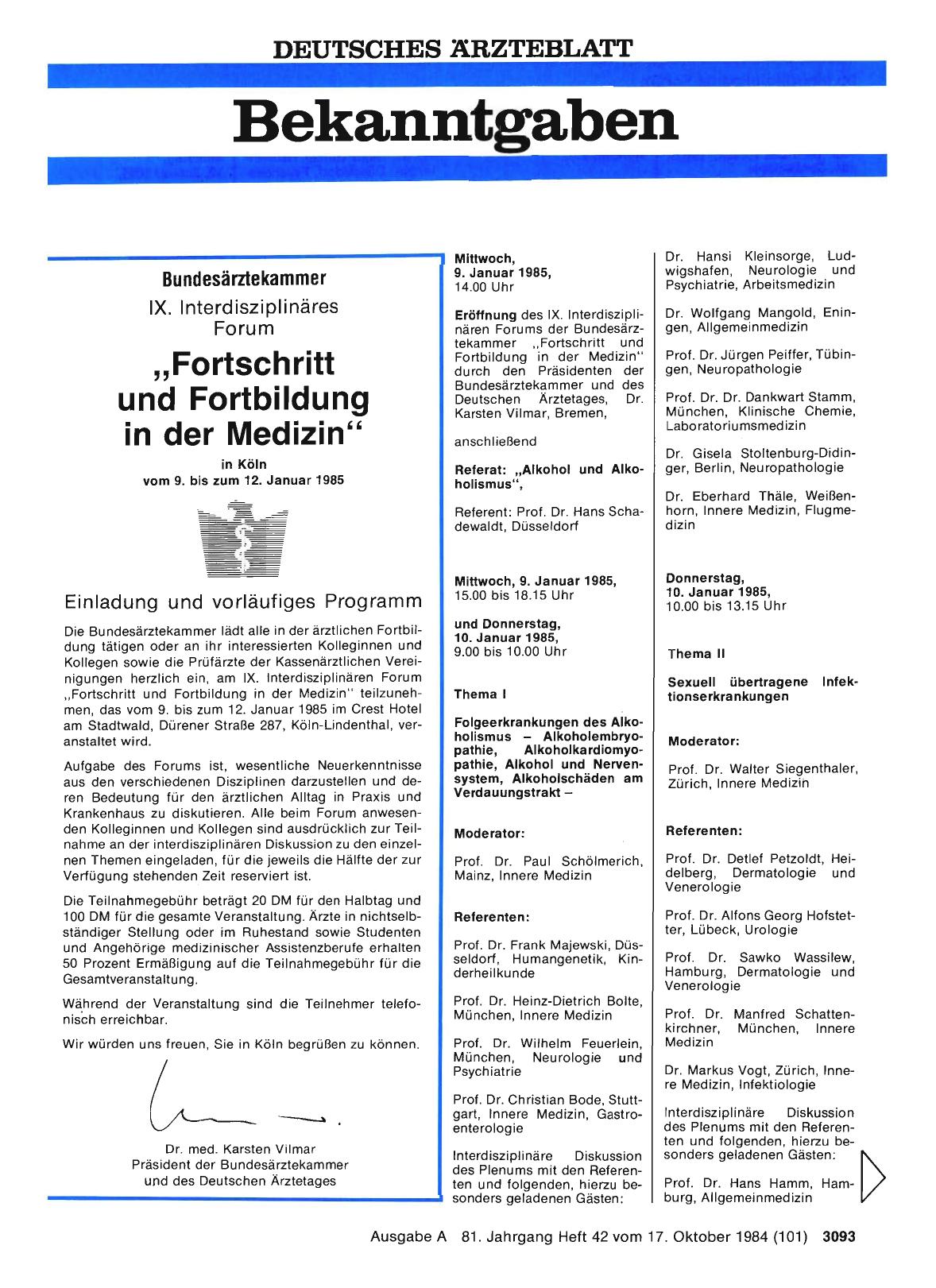 Vorschauseite 1: IX. Interdisziplinäres Forum „Fortschritt und Fortbildung in der Medizin“