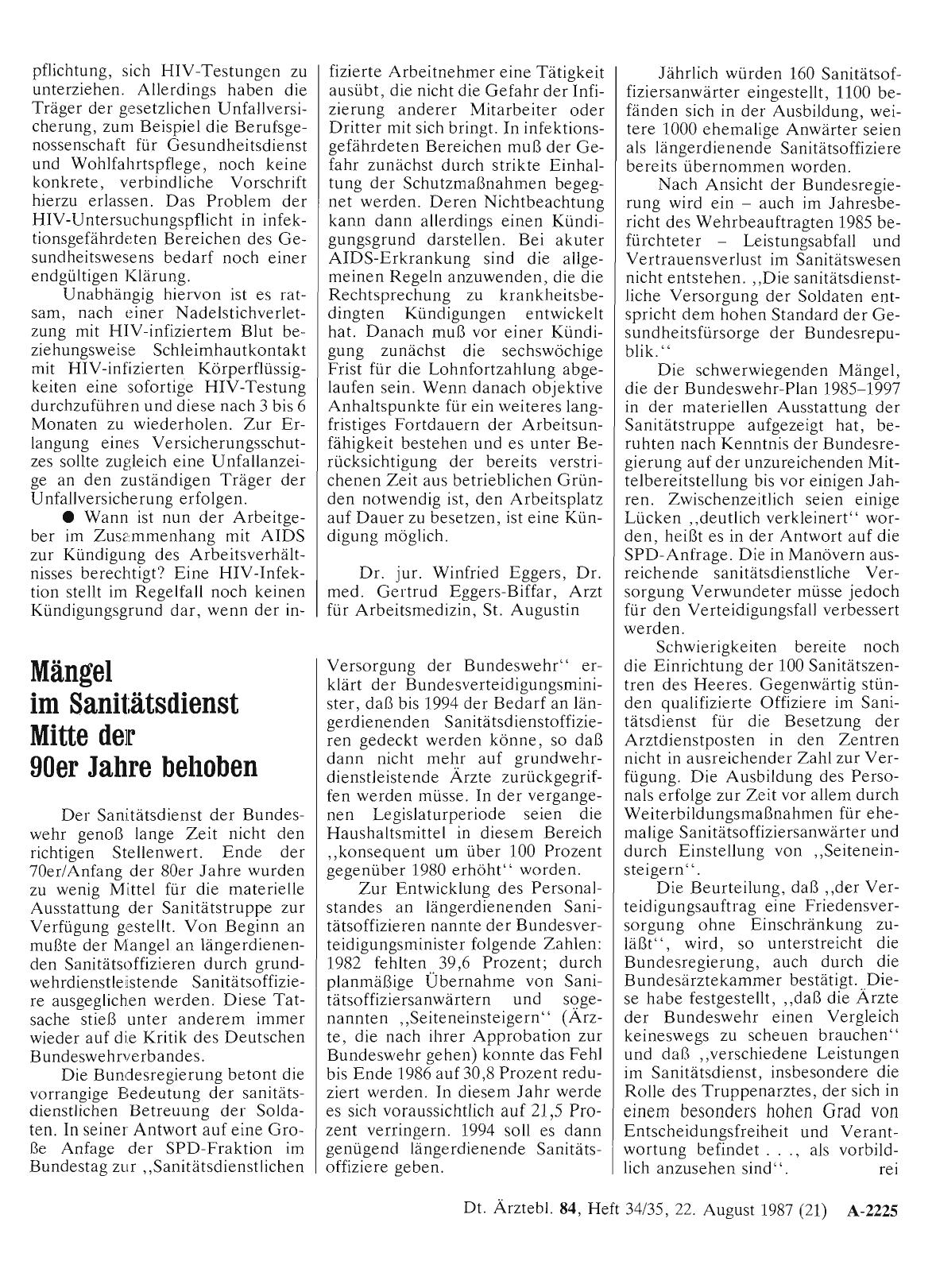 Vorschauseite 1: Mängel im Sanitätsdienst Mitte der 90er Jahre behoben