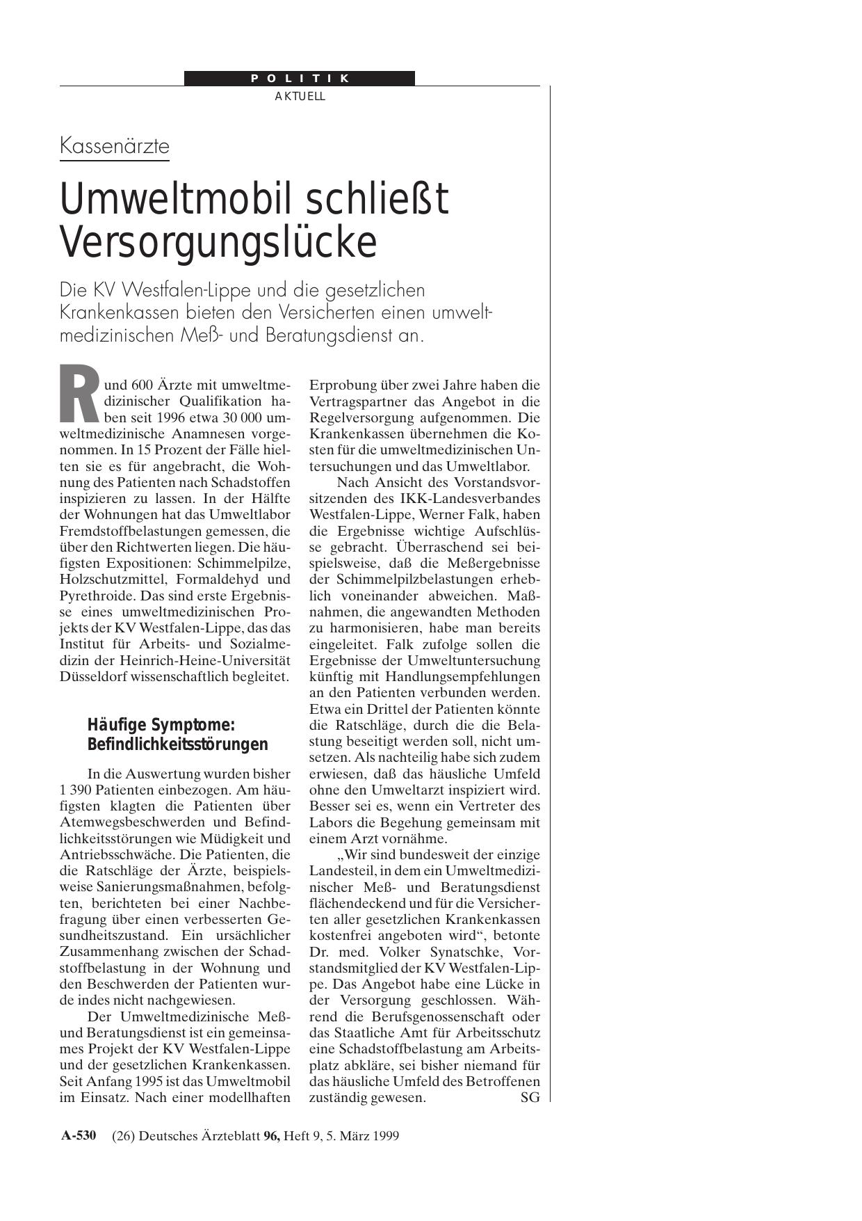 Vorschauseite 1: Kassenärzte: Umweltmobil schließt Versorgungslücke