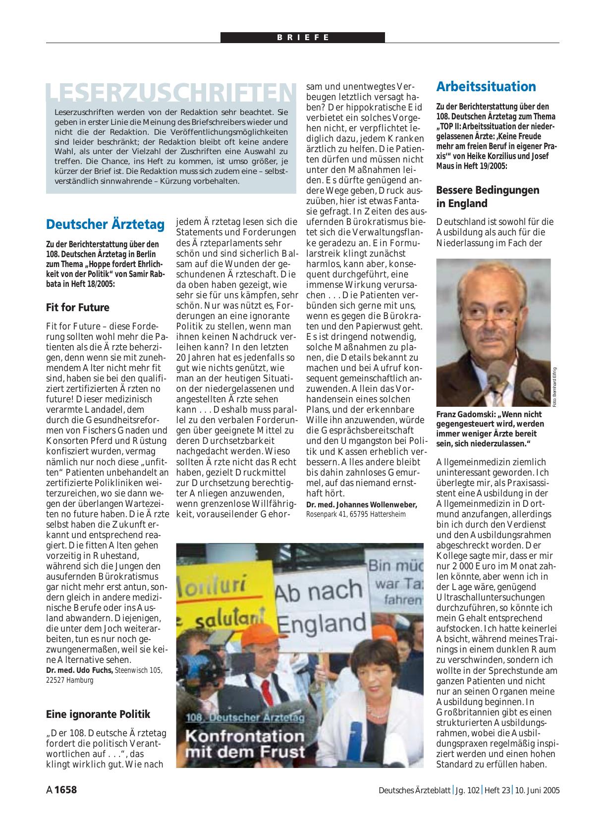 Vorschauseite 1: Deutscher Ärztetag: Eine ignorante Politik