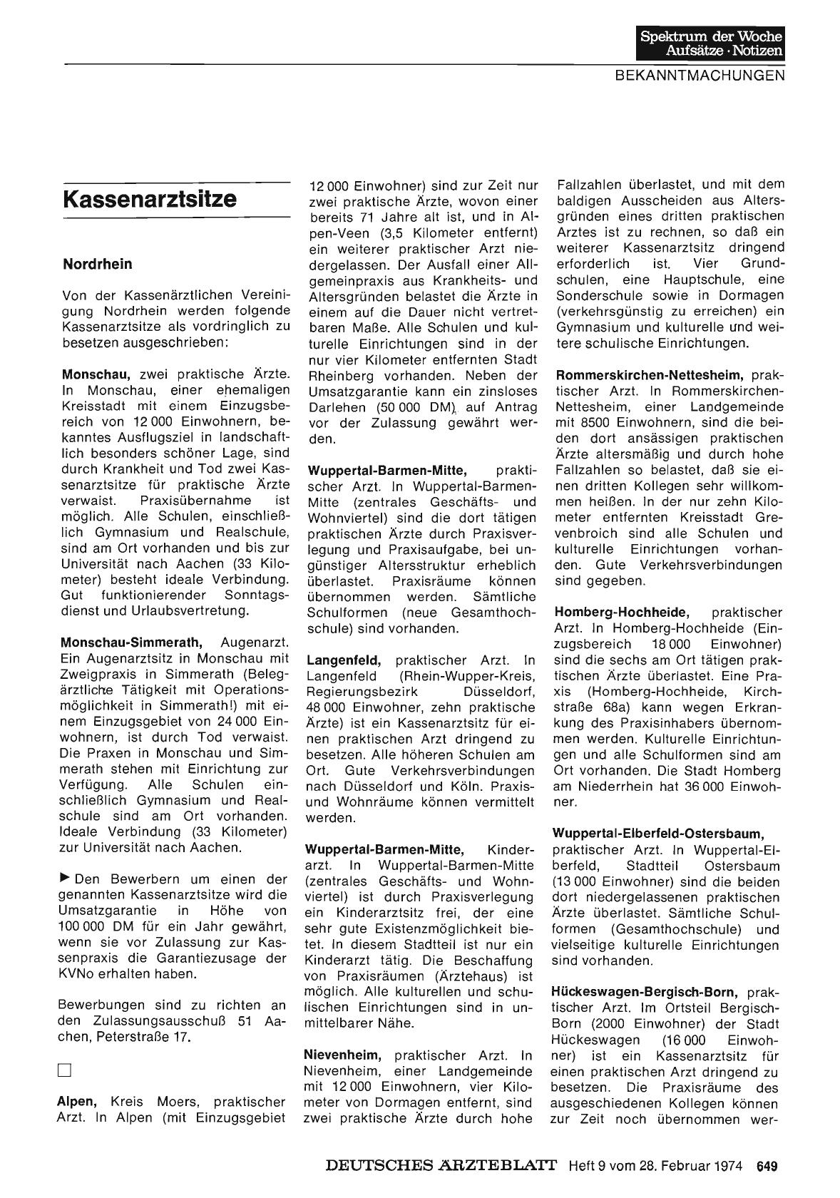 Vorschauseite 1: Kassenarztsitze