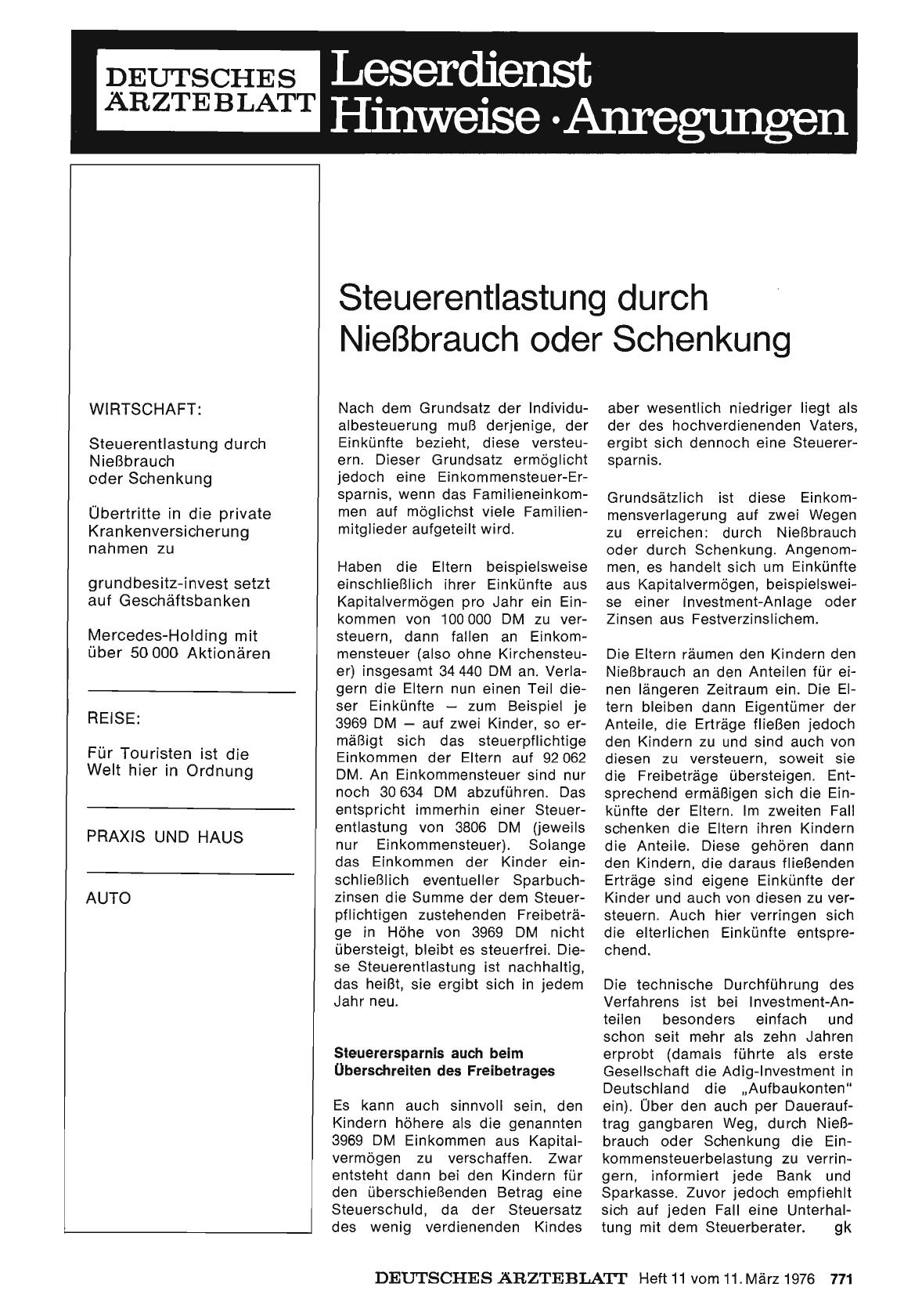 Vorschauseite 1: Steuerentlastung durch Nießbrauch oder Schenkung