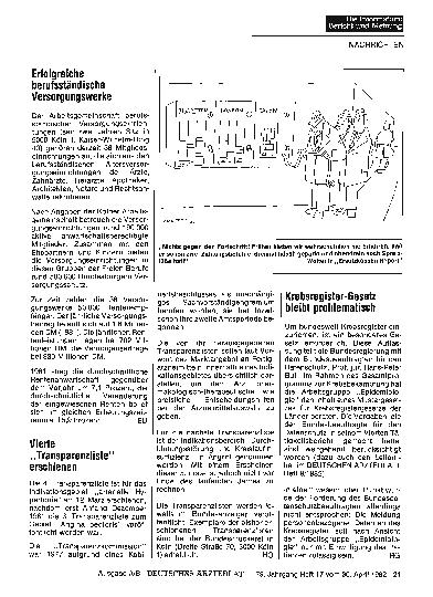 Vorschauseite 1: Krebsregister-Gesetz bleibt problematisch