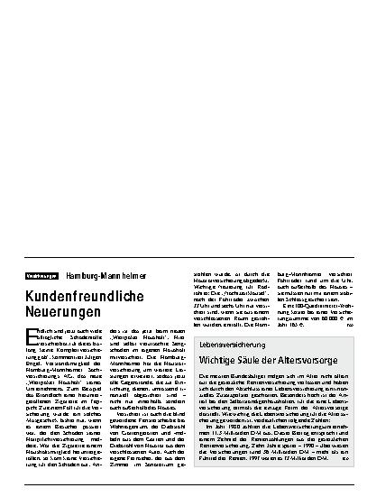 Vorschauseite 1: Lebensversicherung: Wichtige Säule der Altersvorsorge