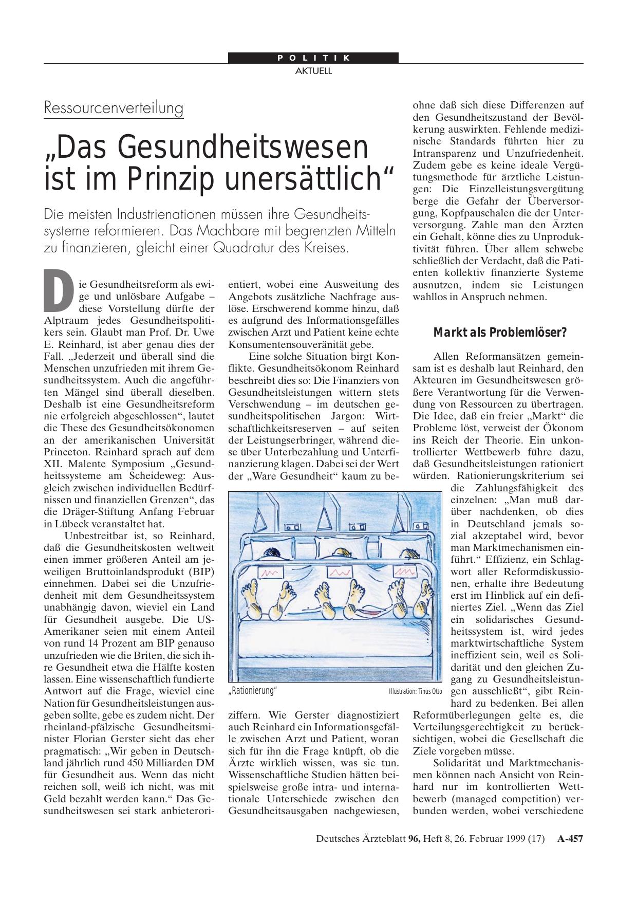 Vorschauseite 1: Ressourcenverteilung: „Das Gesundheitswesen ist im Prinzip unersättlich“