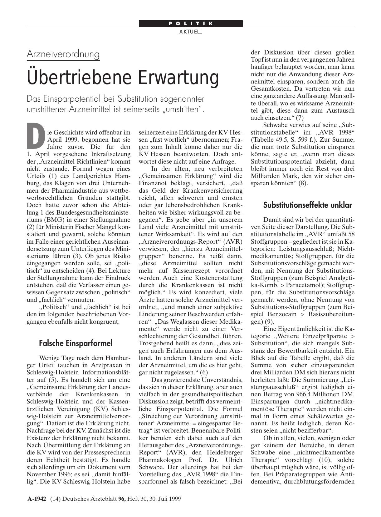 Vorschauseite 1: Arzneiverordnung: Übertriebene Erwartung