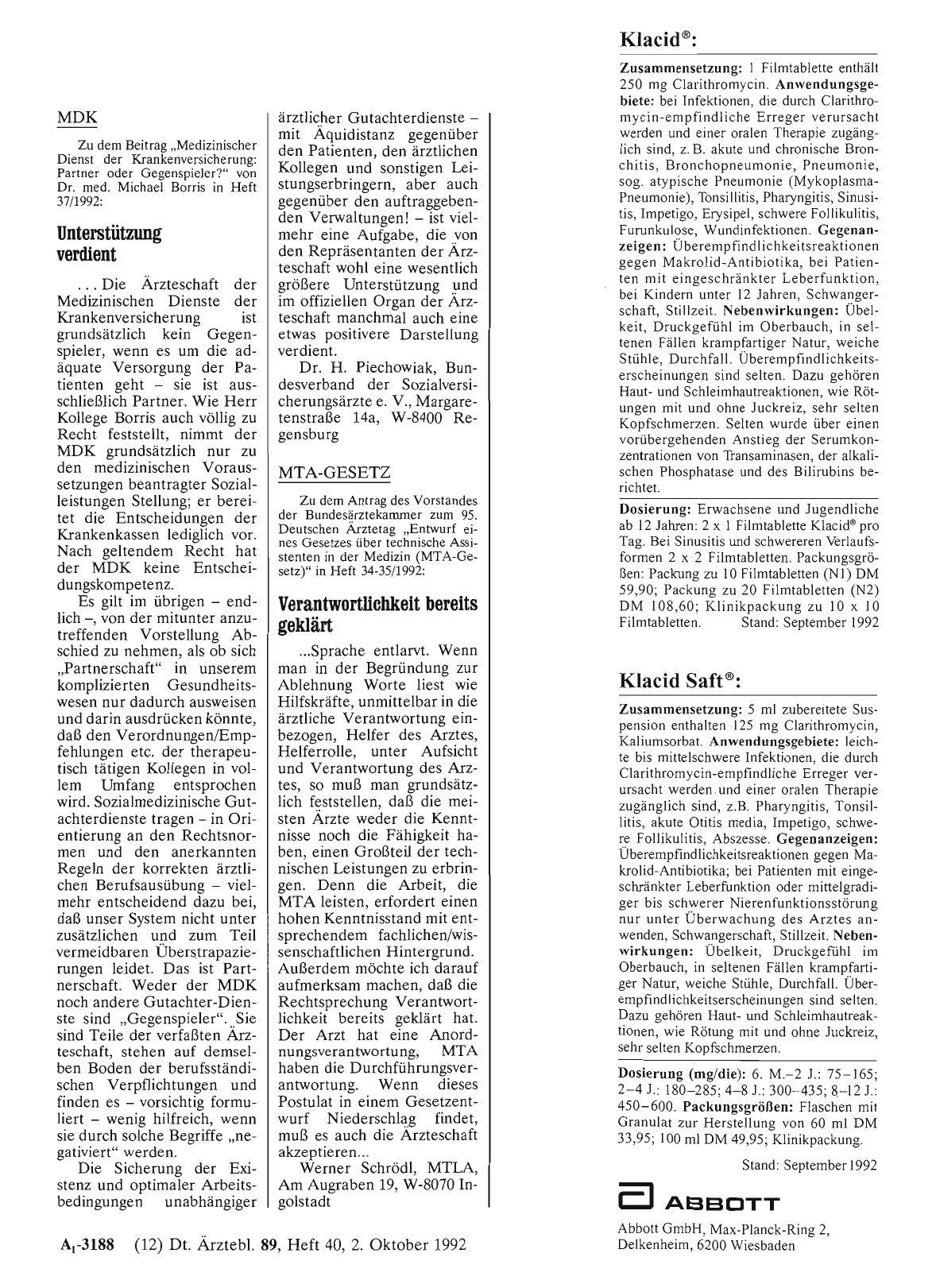 Vorschauseite 1: MTA-GESETZ: Verantwortlichkeit bereits geklärt