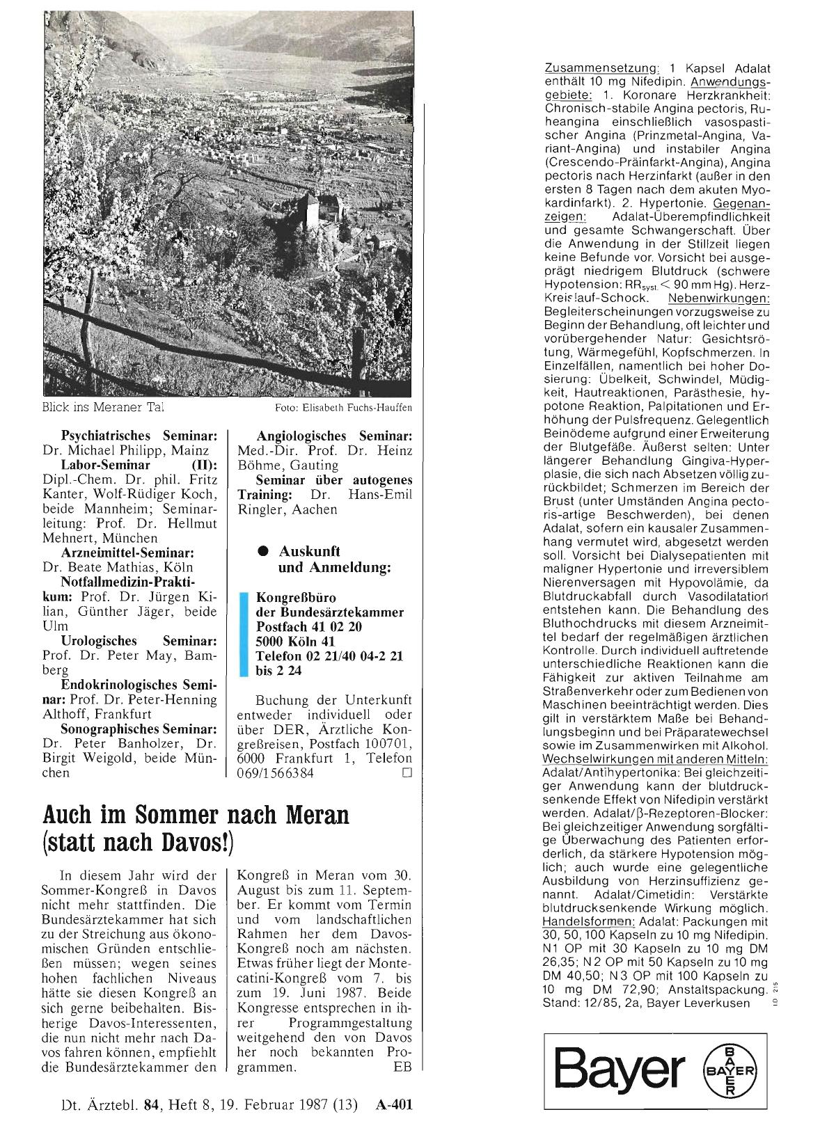 Vorschauseite 1: Auch im Sommer nach Meran (statt nach Davos! )