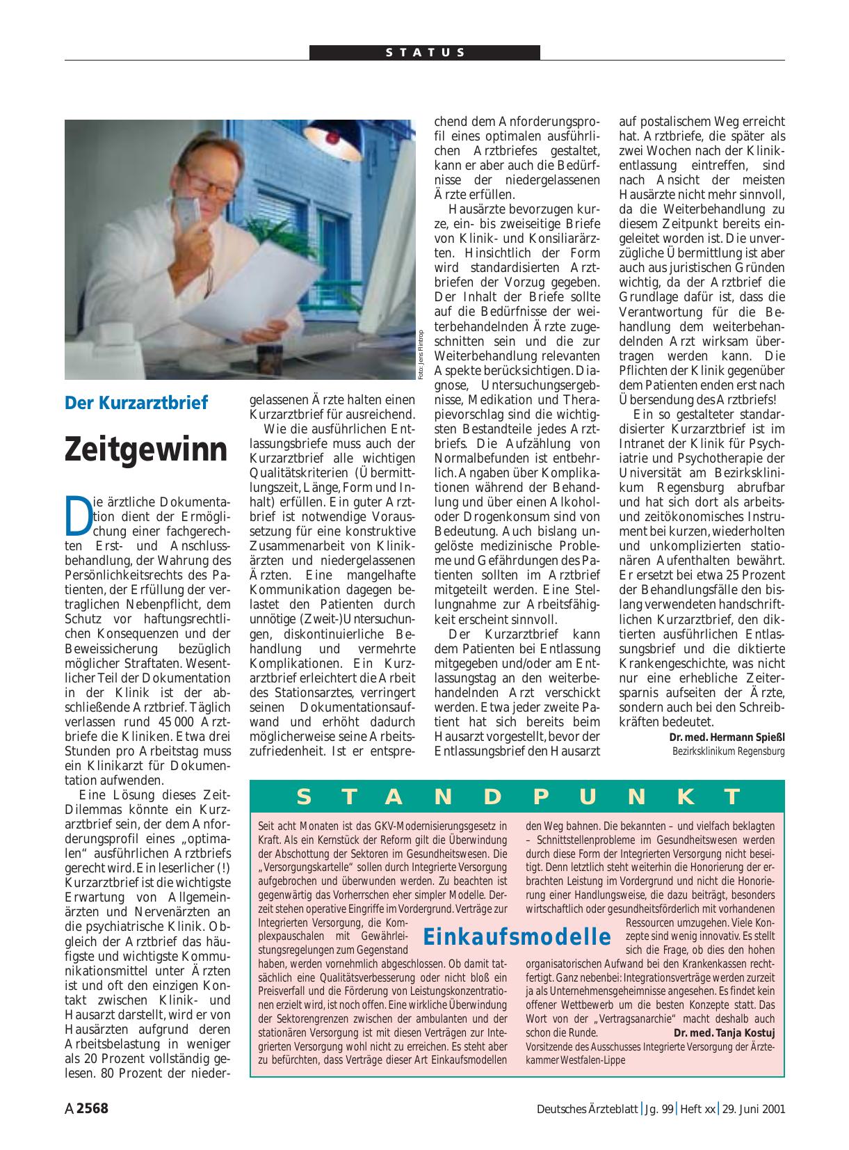 Vorschauseite 1: Der Kurzarztbrief: Zeitgewinn
