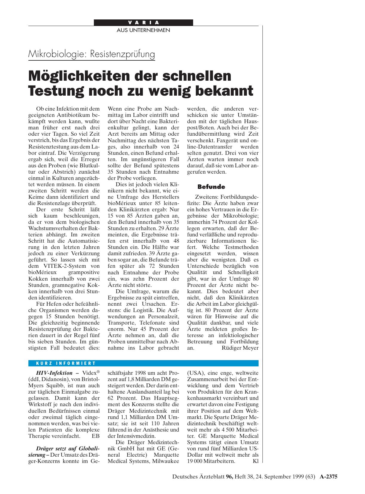 Vorschauseite 1: kurz informiert: HIV-Infektion