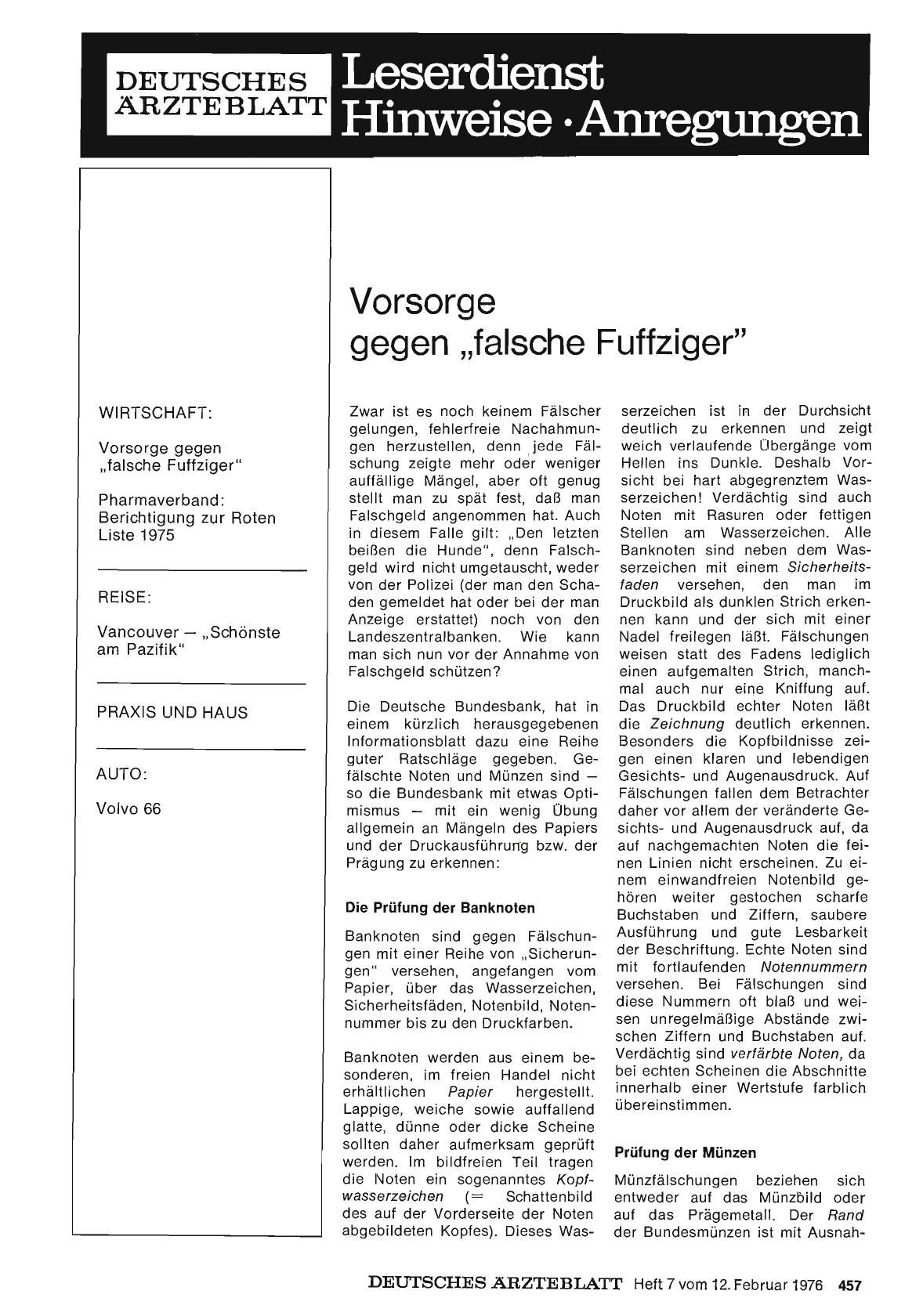 Vorschauseite 1: Vorsorge gegen „falsche Fuffziger“