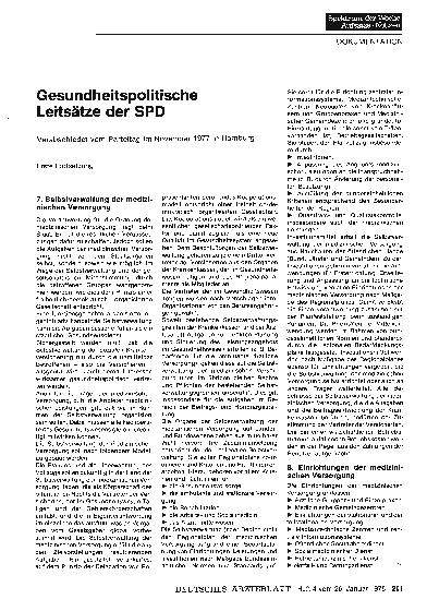 Vorschauseite 1: Gesundheitspolitische Leitsätze der SPD