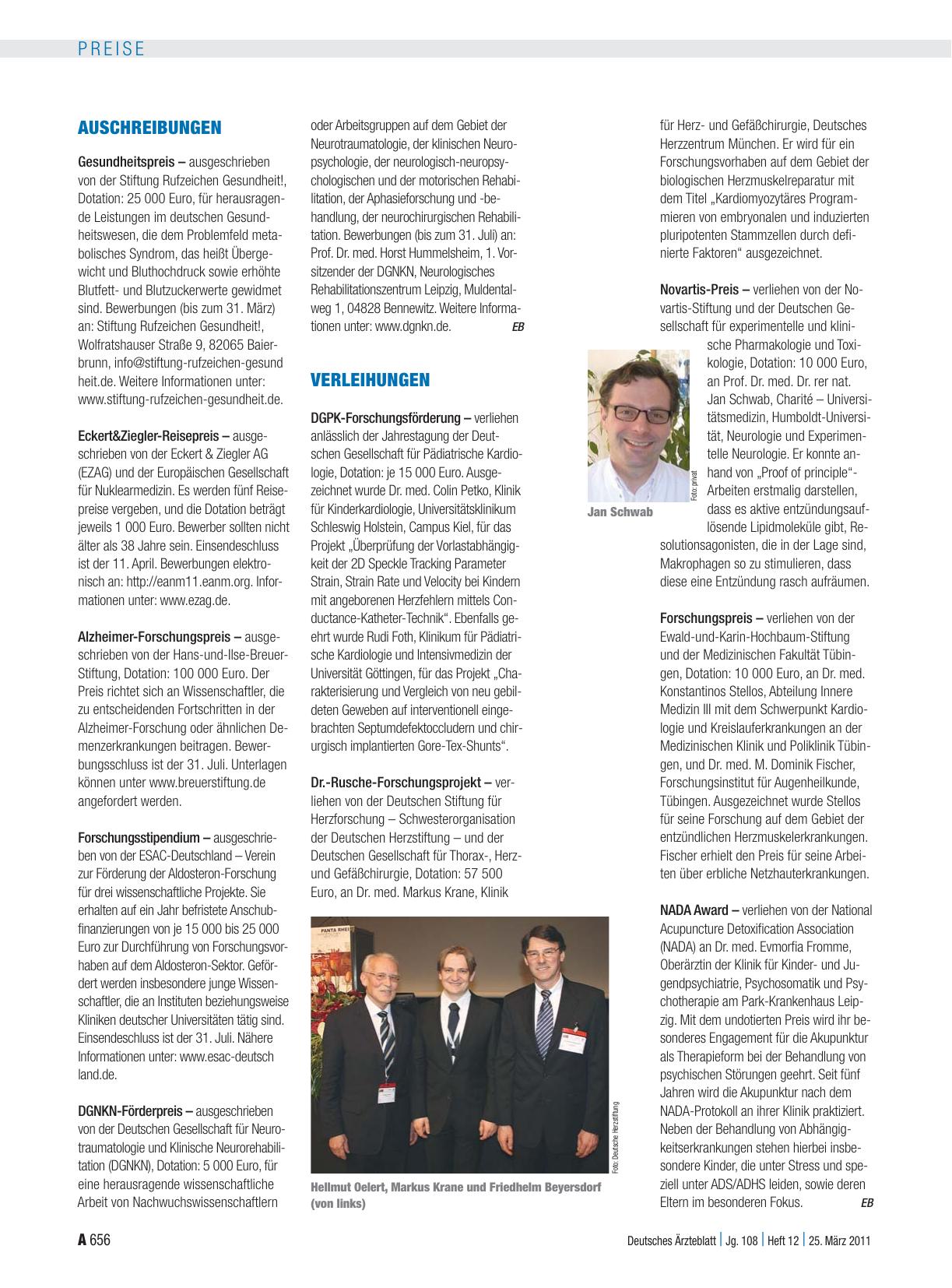 Vorschauseite 1: Verleihungen