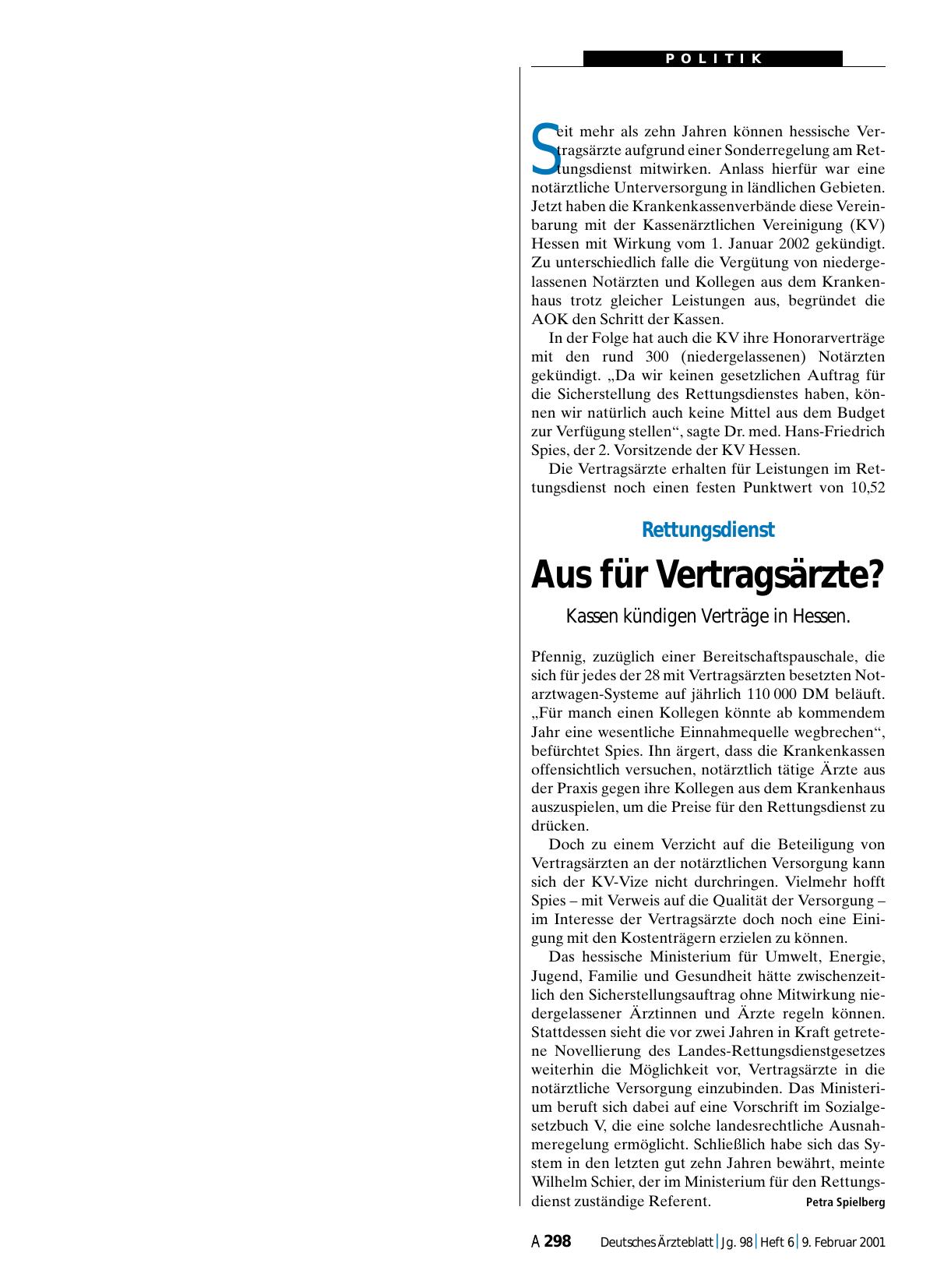 Vorschauseite 1: Rettungsdienst: Aus für Vertragsärzte?